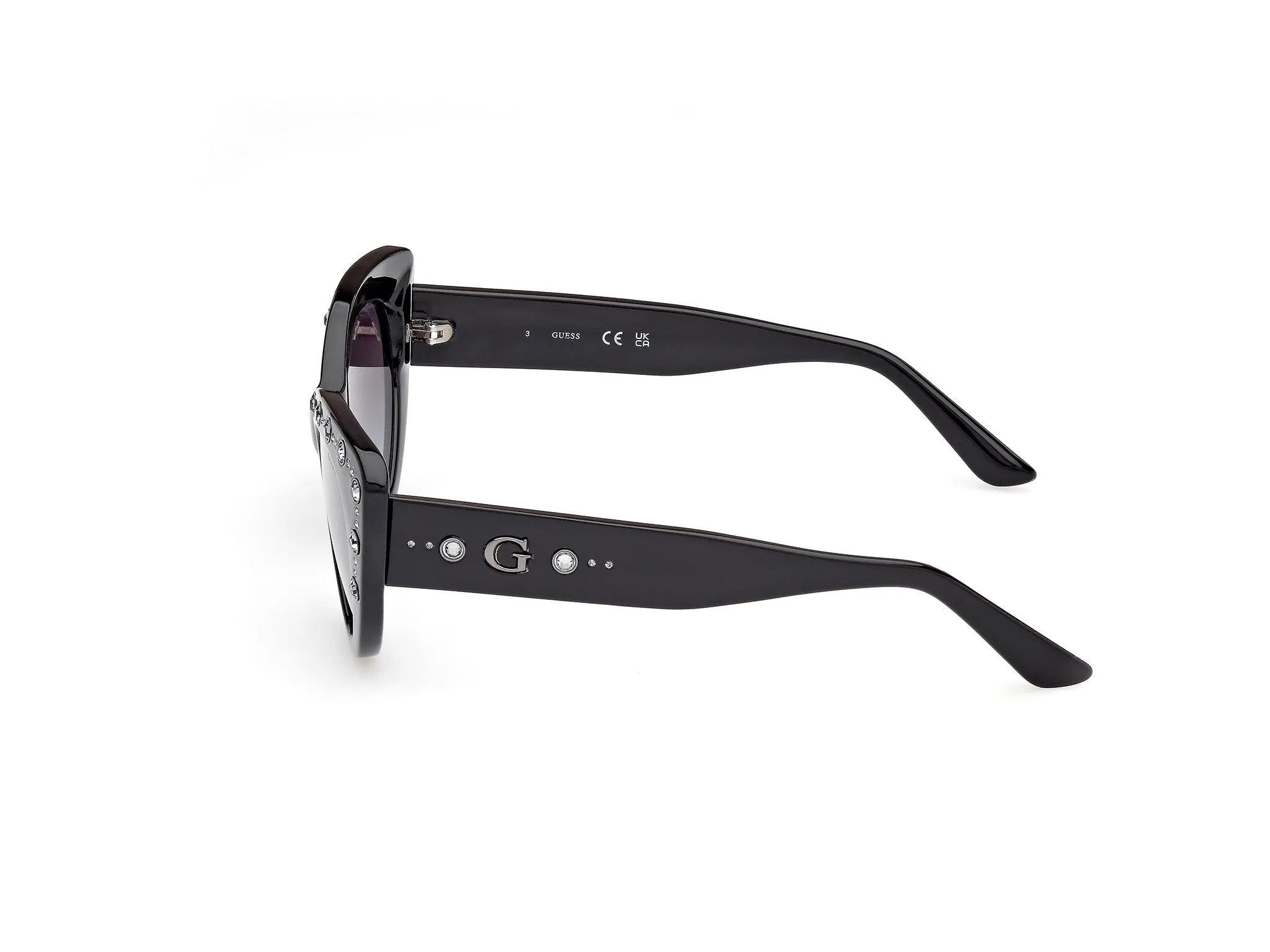 Guess GU00163 01B Occhiali da sole Iniettato Nero Fumo Cat Eye Normale - immagine 3