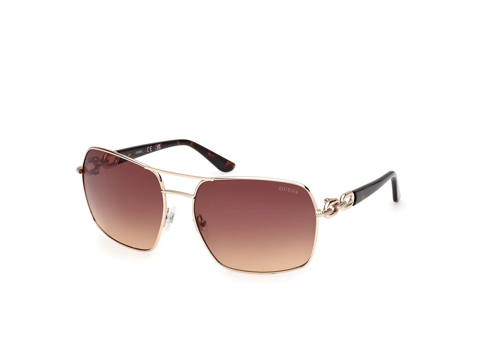 Guess GU00159 33F Occhiali da sole Metallo Oro Marrone Squadrata Normale - immagine 1