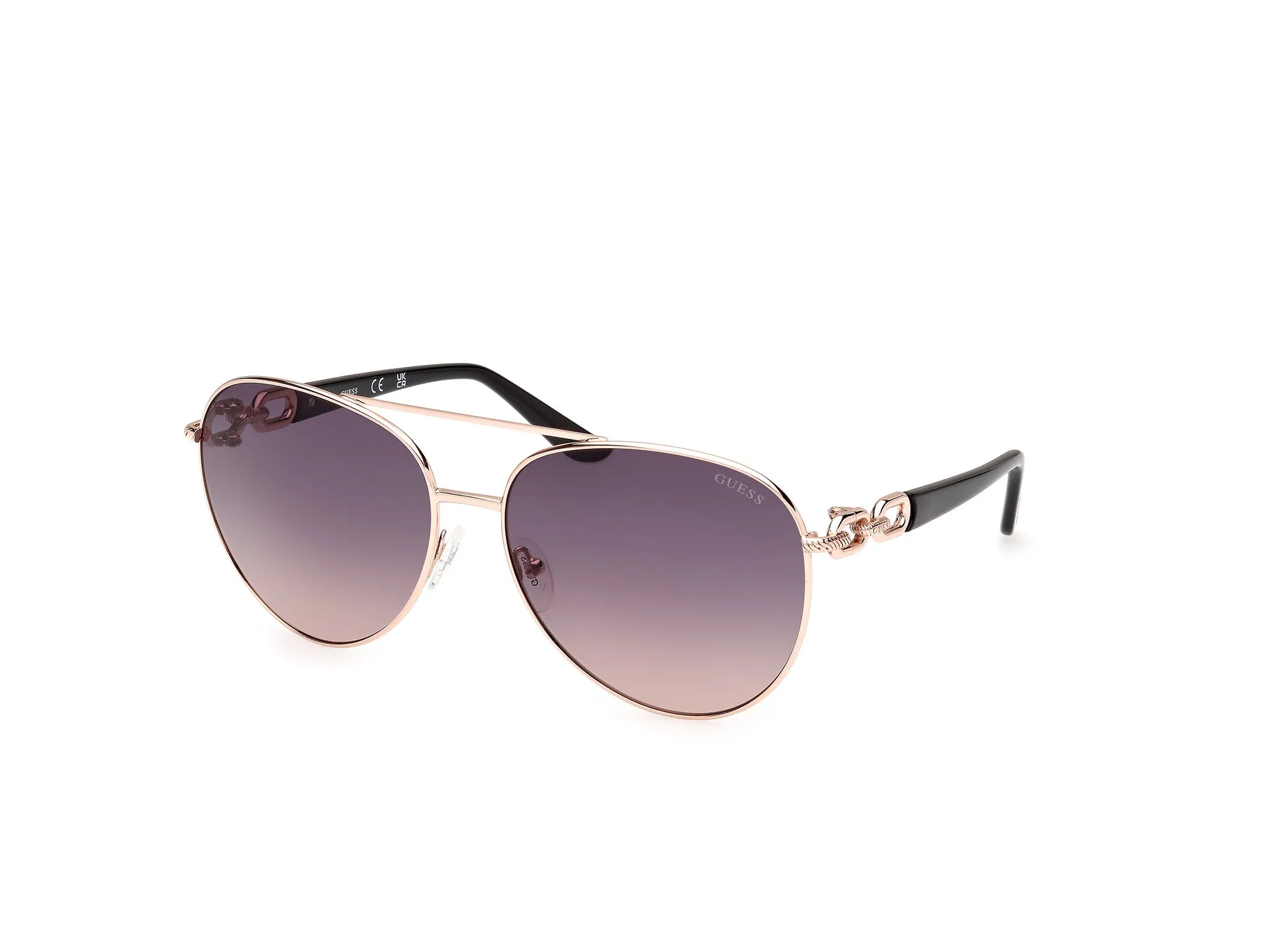 Guess GU00158 28B Occhiali da sole Metallo Oro Fumo Pilot Normale - immagine 1