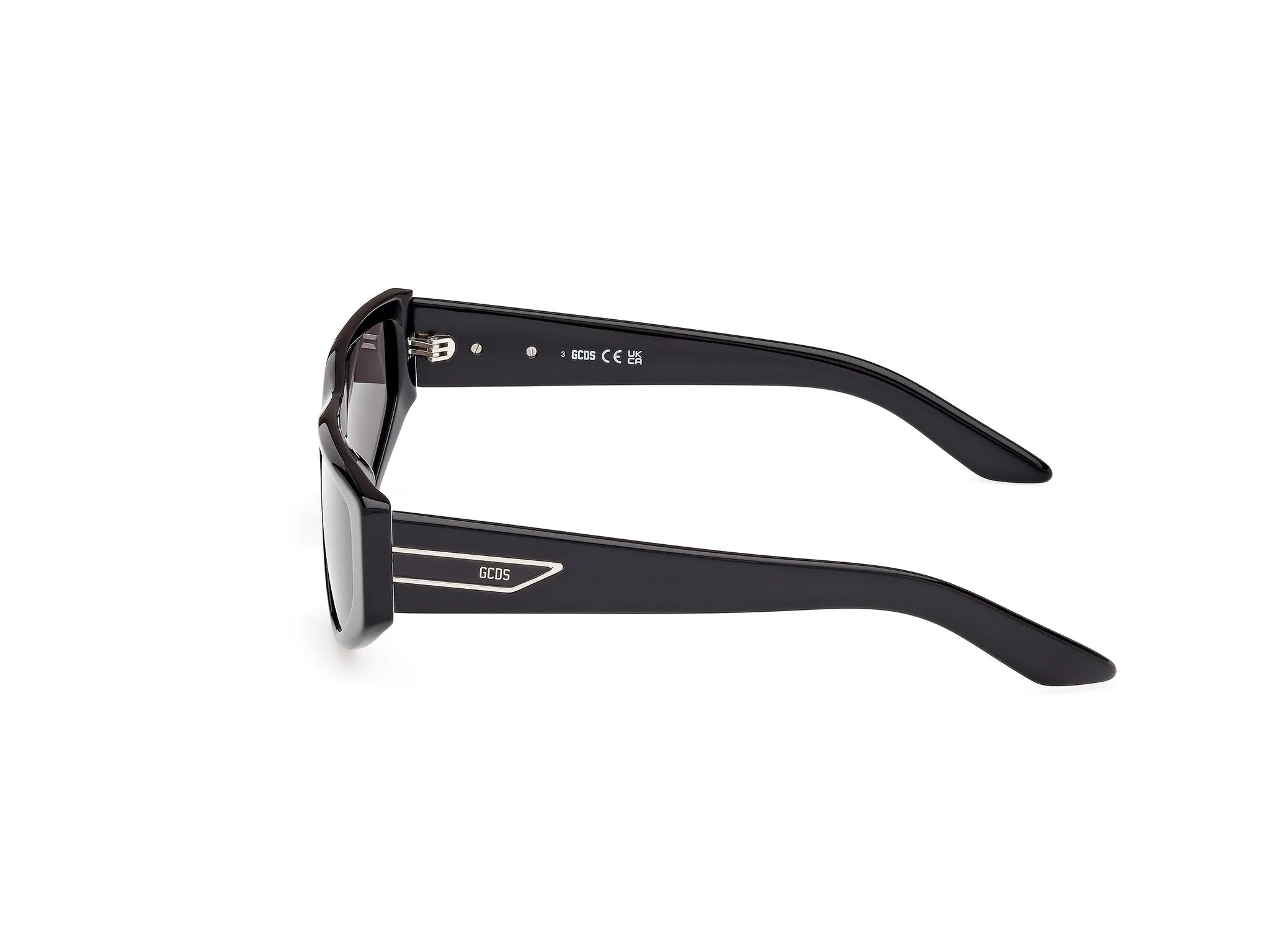 GCDS GD0055 01A Occhiali da sole Acetato Nero Fumo Geometrica Normale - immagine 3