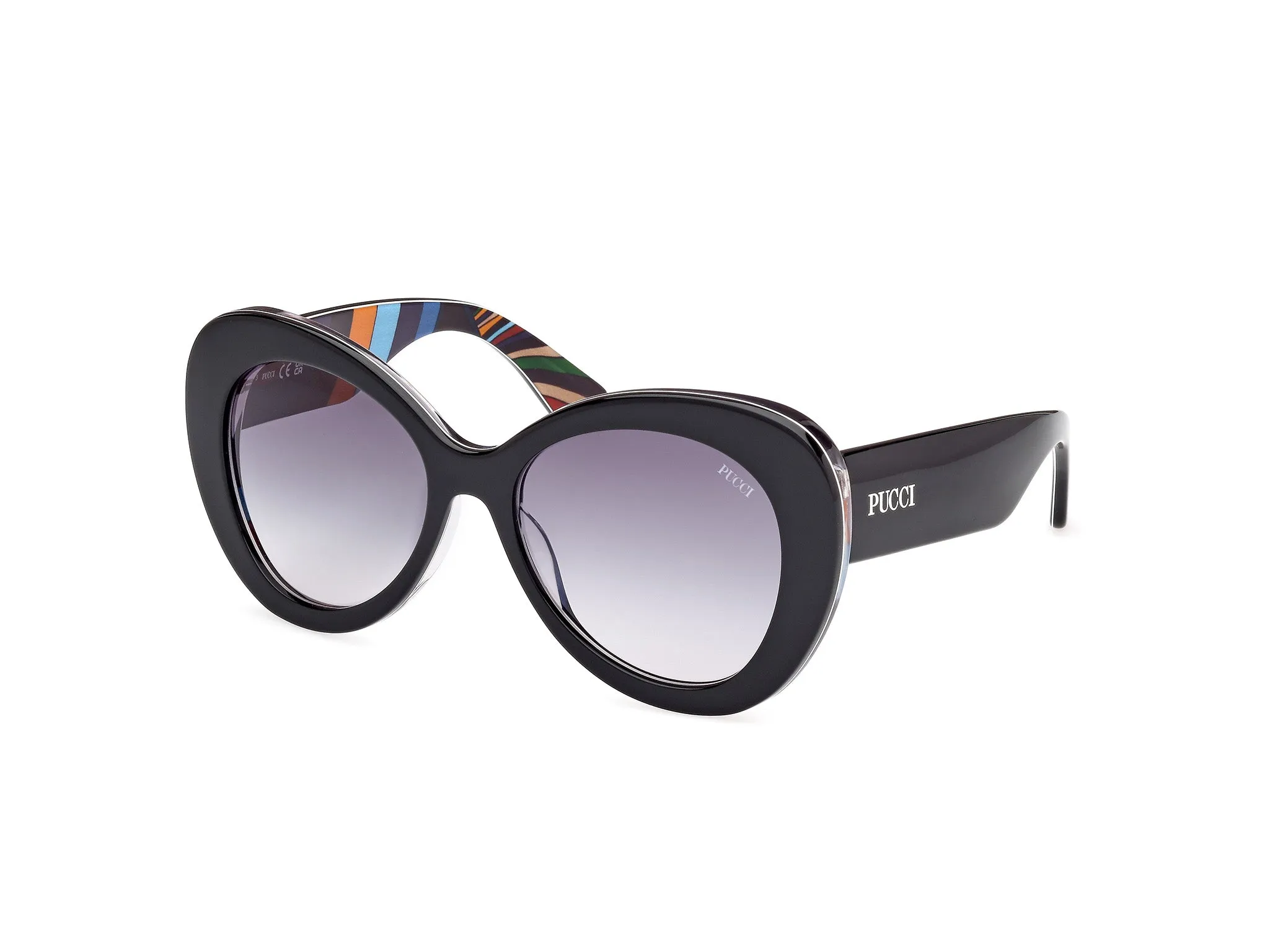 Emilio Pucci EP0232 05W Occhiali da sole Acetato Nero Blu Rotonda Normale - immagine 1
