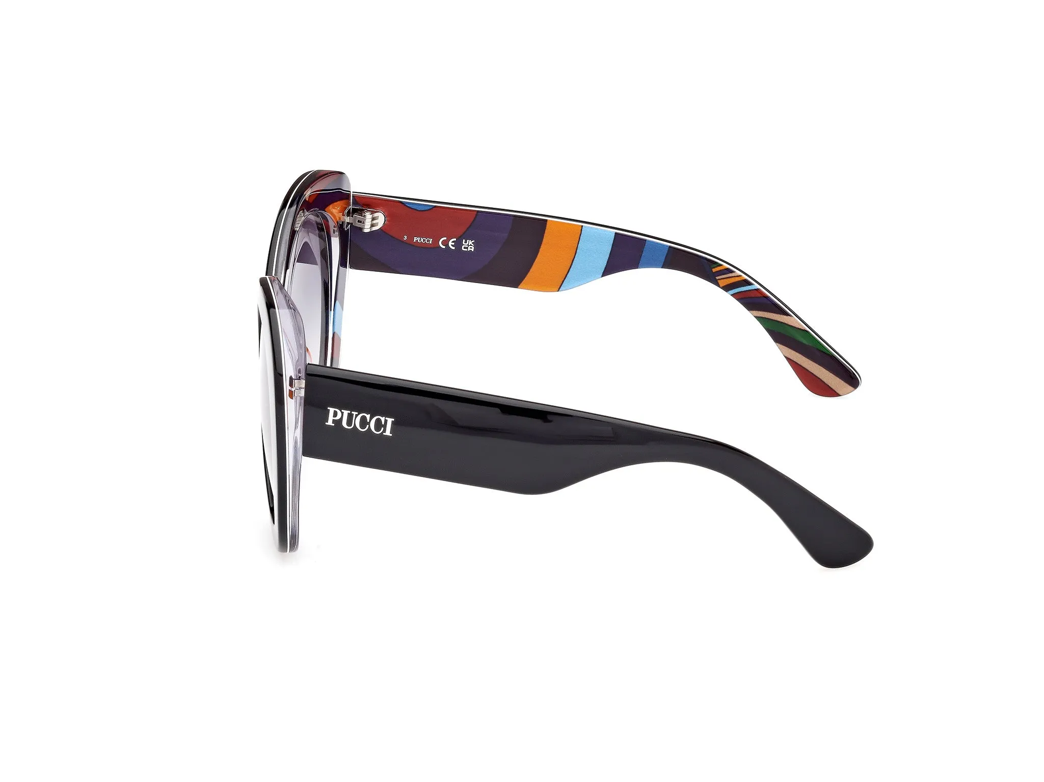 Emilio Pucci EP0232 05W Occhiali da sole Acetato Nero Blu Rotonda Normale - immagine 3