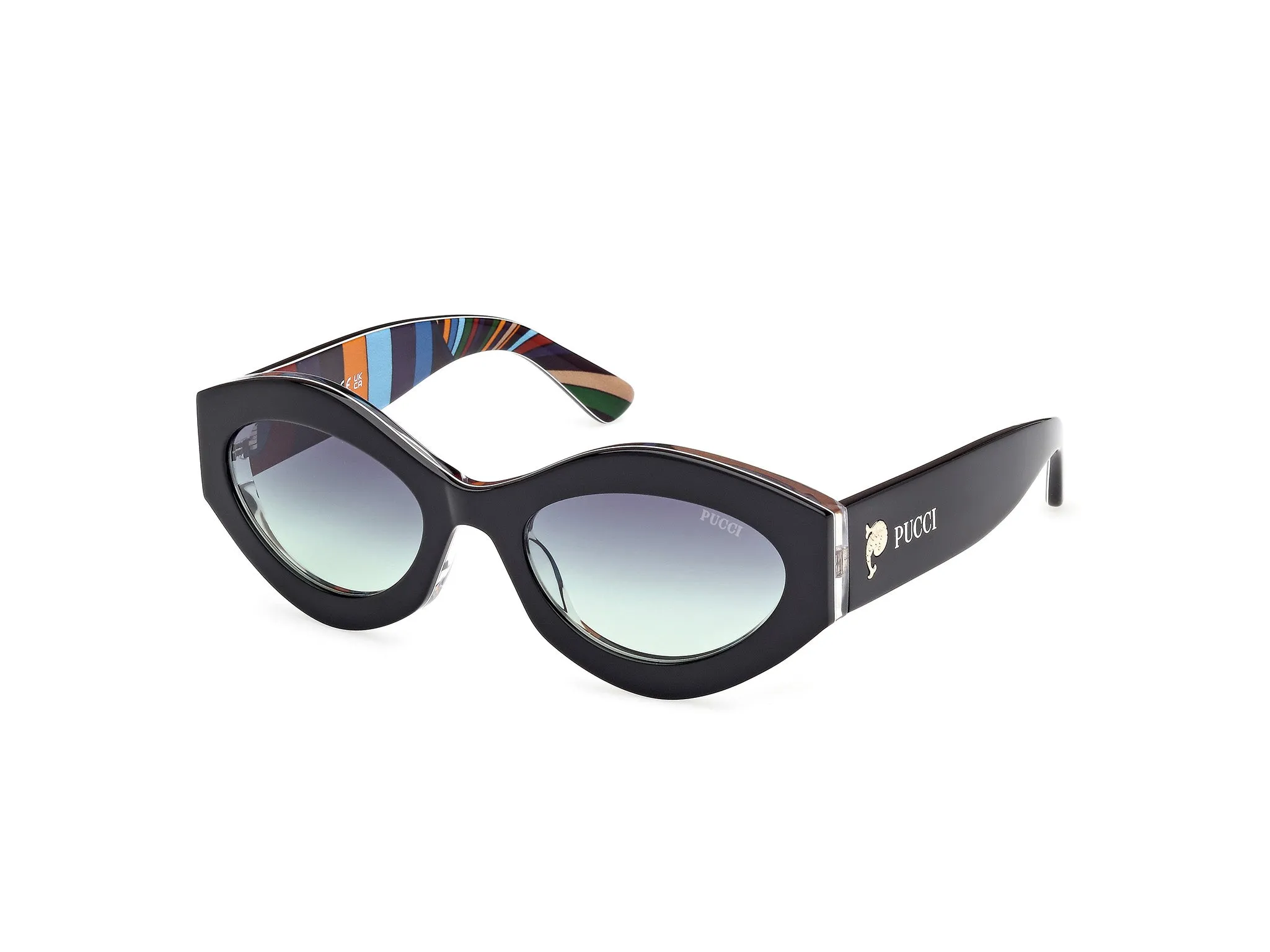 Emilio Pucci EP0227 01B Occhiali da sole Acetato Nero Fumo Geometrica Normale - immagine 1