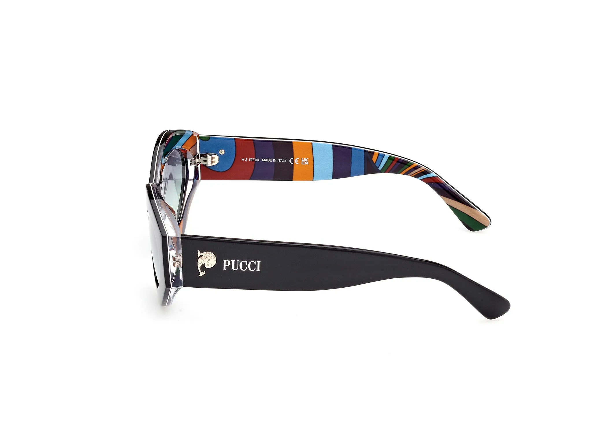 Emilio Pucci EP0227 01B Occhiali da sole Acetato Nero Fumo Geometrica Normale - immagine 3