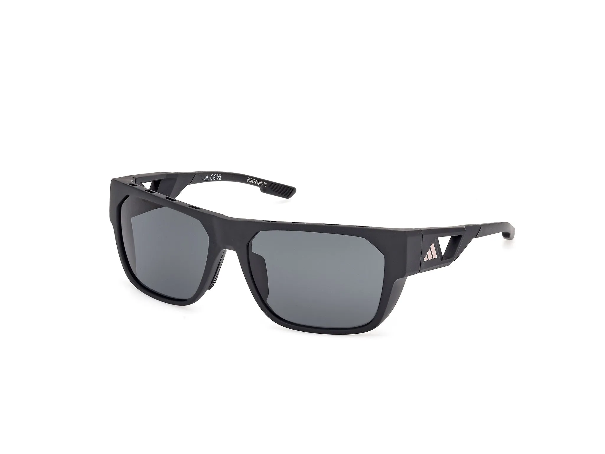 Adidas Sport SP0102 02D Occhiali da sole Iniettato Nero Fumo Squadrata Polarizzata - immagine 1