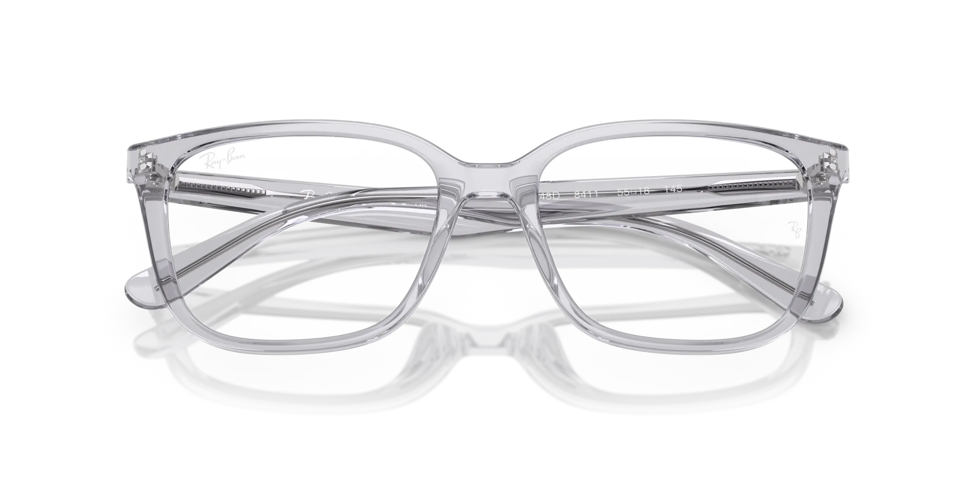 Ray - Ban RX7248D 8411 Montature da vista Acetato Grigio Trasparente Squadrata Normale - immagine 2