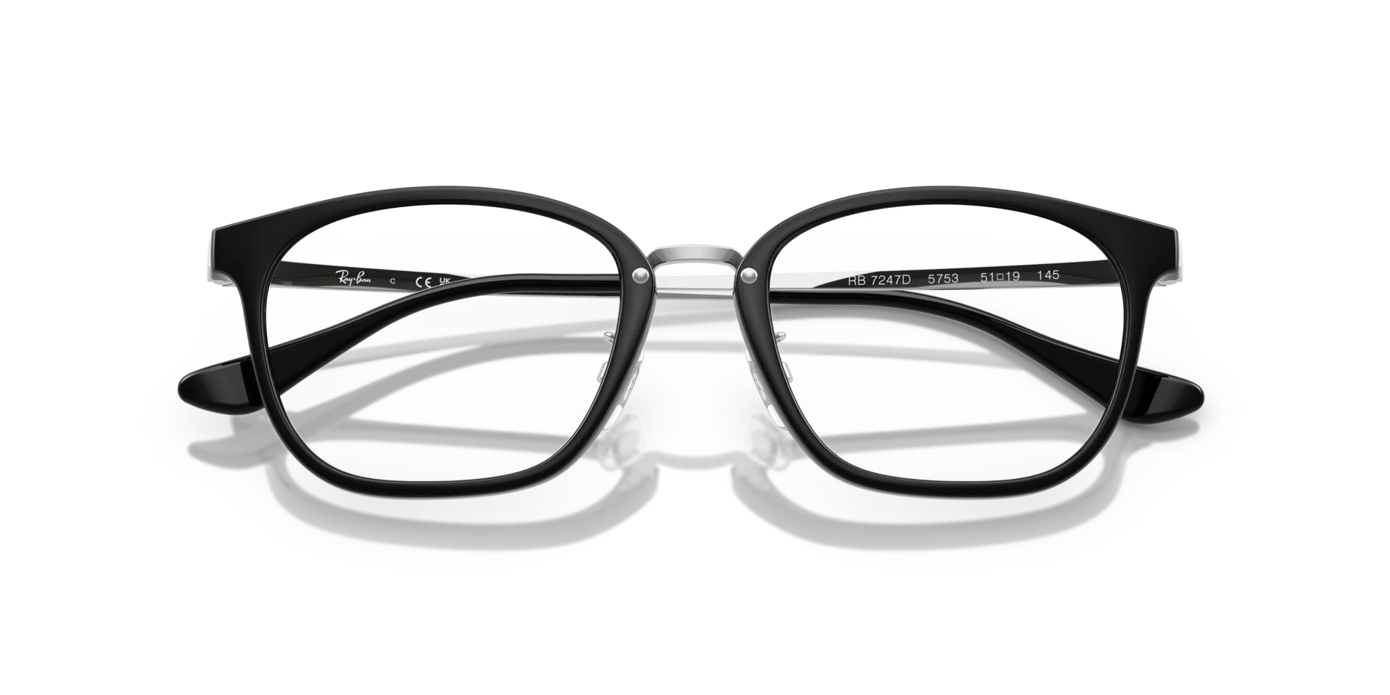 Ray - Ban RX7247D 5753 Montature da vista Iniettato Nero Trasparente Squadrata Normale - immagine 2