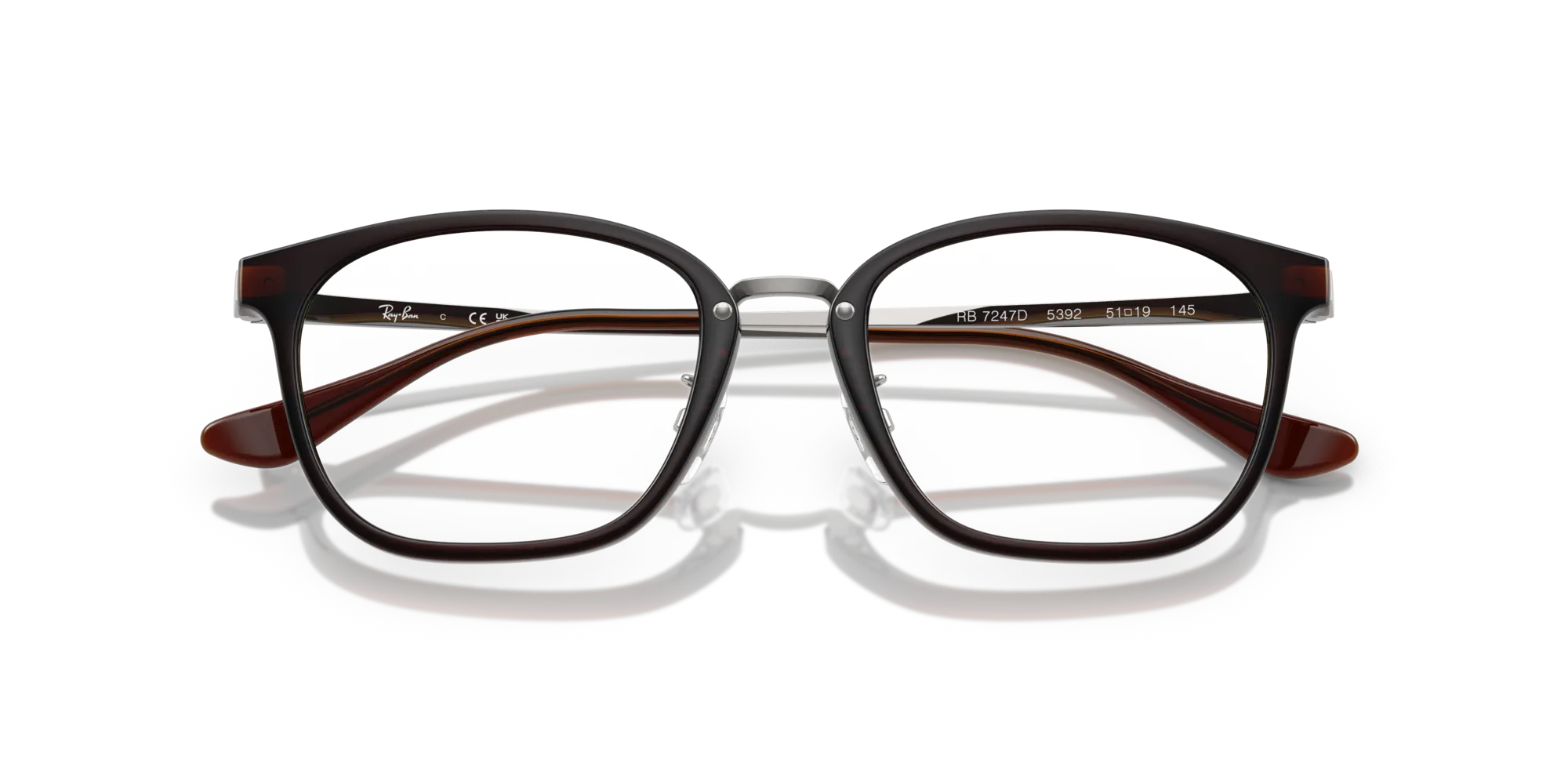 Ray - Ban RX7247D 5392 Montature da vista Iniettato Marrone Trasparente Squadrata Normale - immagine 2