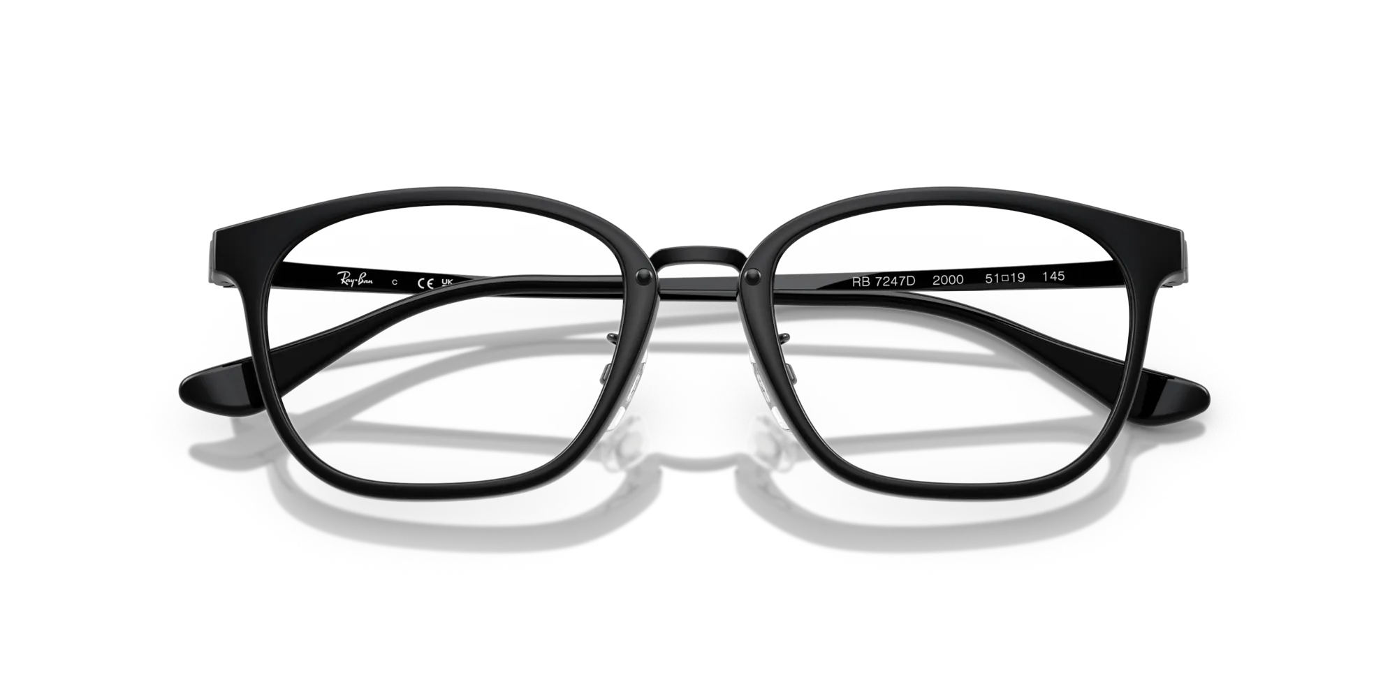 Ray - Ban RX7247D 2000 Montature da vista Iniettato Nero Trasparente Squadrata Normale - immagine 2
