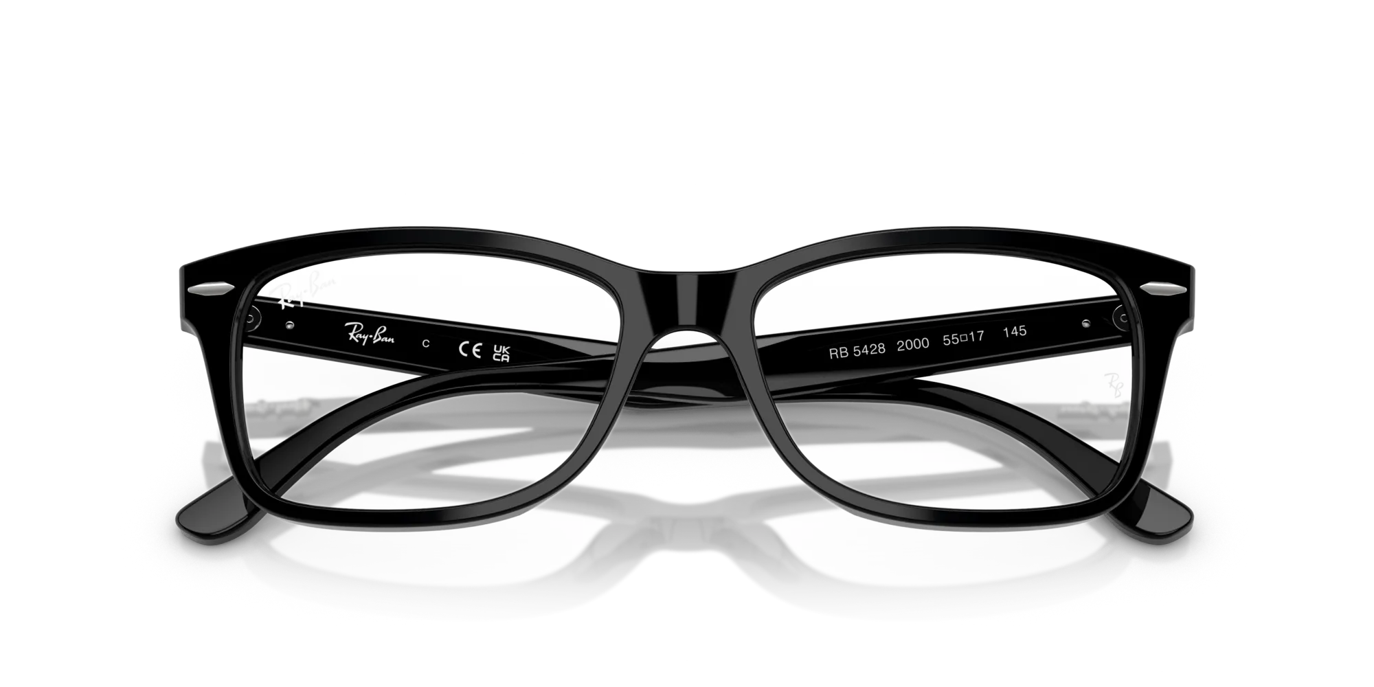 Ray - Ban RX5428 2000 Montature da vista Acetato Nero Trasparente Squadrata Normale - immagine 2