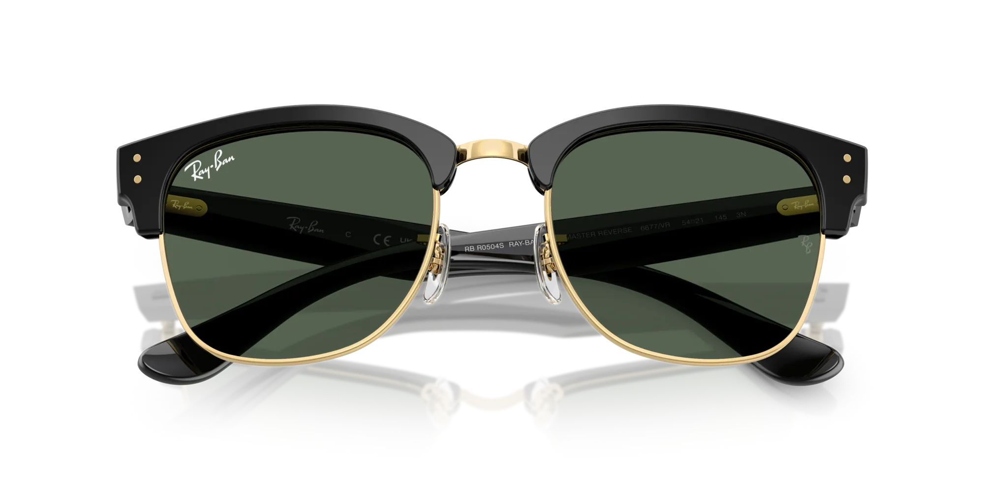Ray - Ban RBR0504S CLUBMASTER REVERSE 6677VR Occhiali da sole Acetato Nero Verde Squadrata Normale - immagine 2