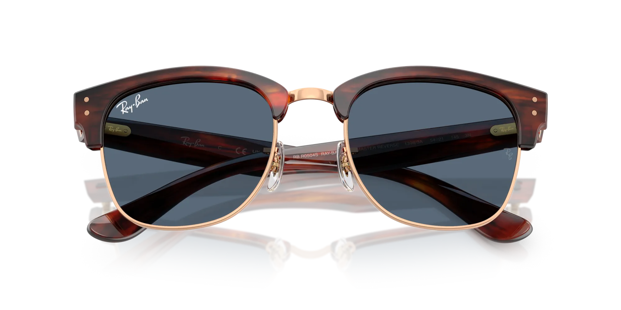 Ray - Ban RBR0504S CLUBMASTER REVERSE 13983A Occhiali da sole Acetato Oro Blu Squadrata Normale - immagine 2