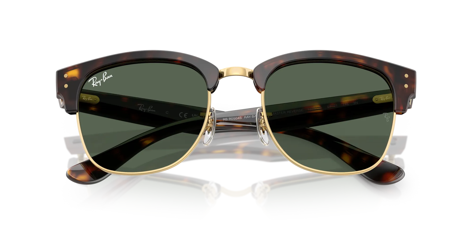 Ray - Ban RBR0504S CLUBMASTER REVERSE 1359VR Occhiali da sole Acetato Tartaruga Verde Squadrata Normale - immagine 2