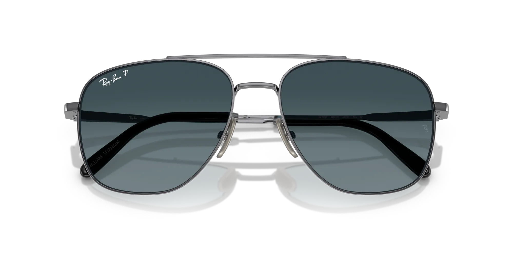 Ray - Ban RB8097 WILLIAM TITANIUM 165/S3 Occhiali da sole Titanio Grigio Blu Squadrata Polarizzata Sfumato - immagine 2