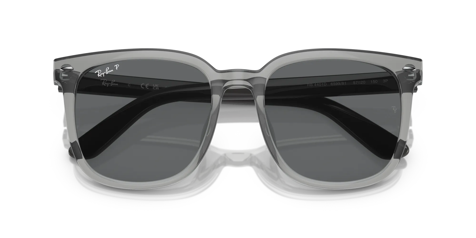 Ray - Ban RB4401D 659981 Occhiali da sole Iniettato Grigio Grigio Squadrata Polarizzata - immagine 2