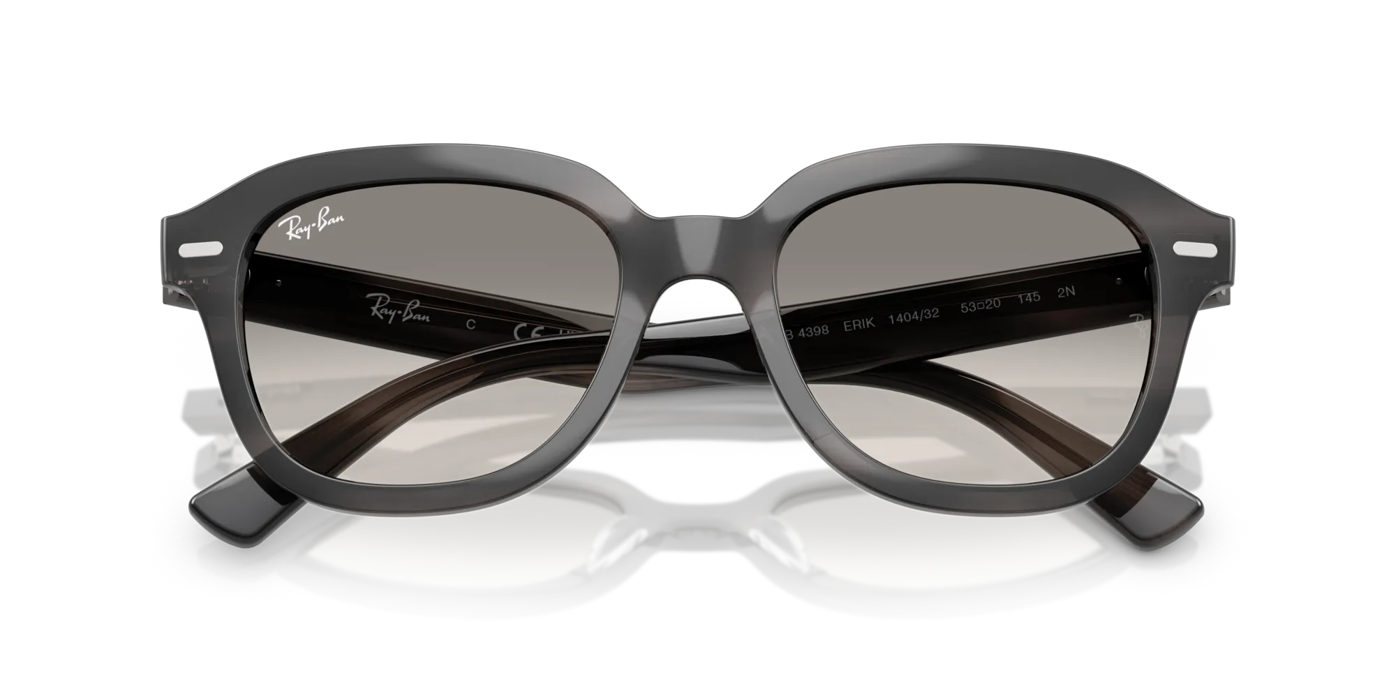 Ray - Ban RB4398 ERIK 140432 Occhiali da sole Acetato Grigio Grigio Squadrata Normale Sfumato - immagine 2