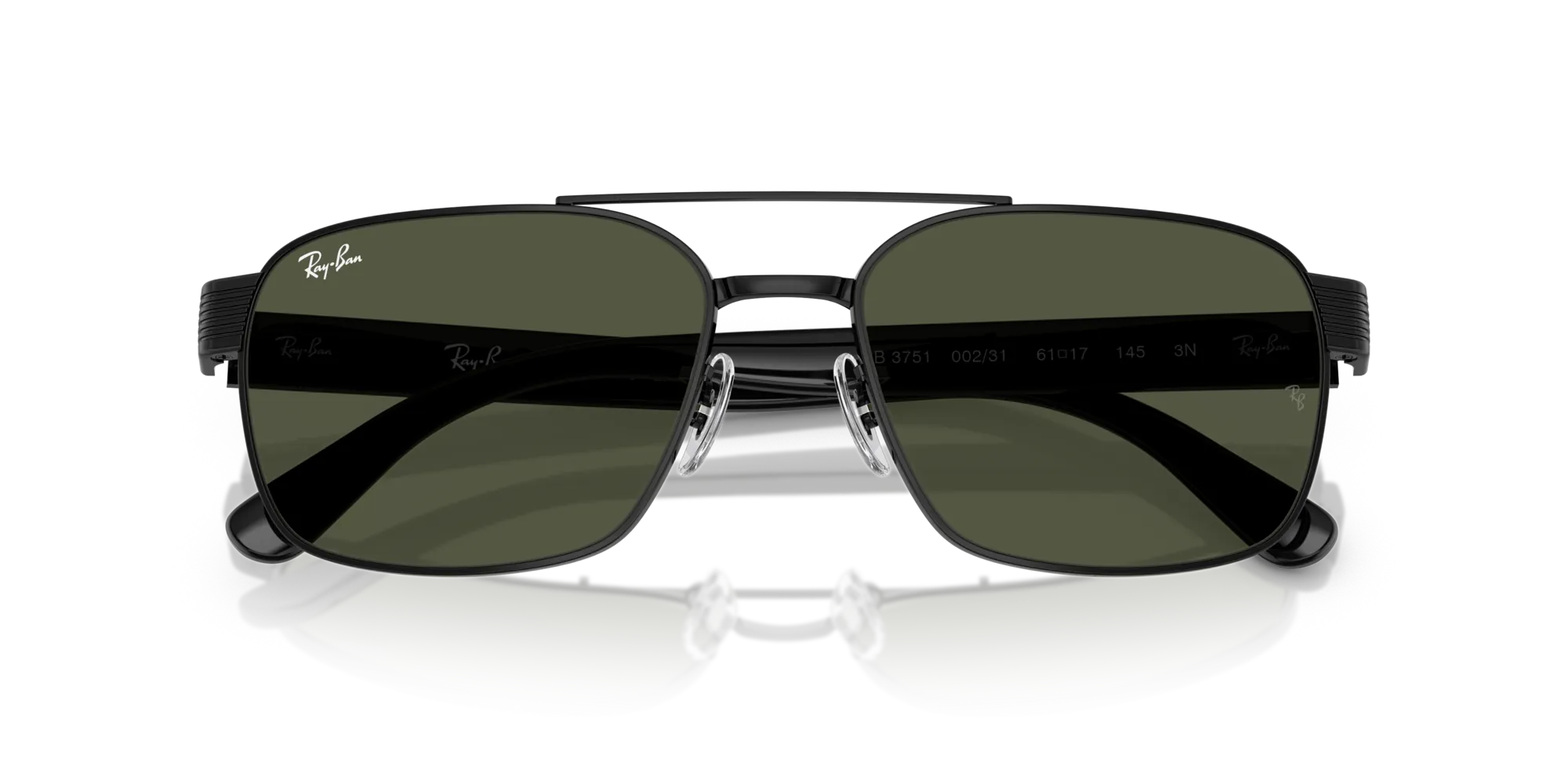 Ray - Ban RB3751 002/31 Occhiali da sole Metallo Nero Verde G15 Squadrata Normale - immagine 2