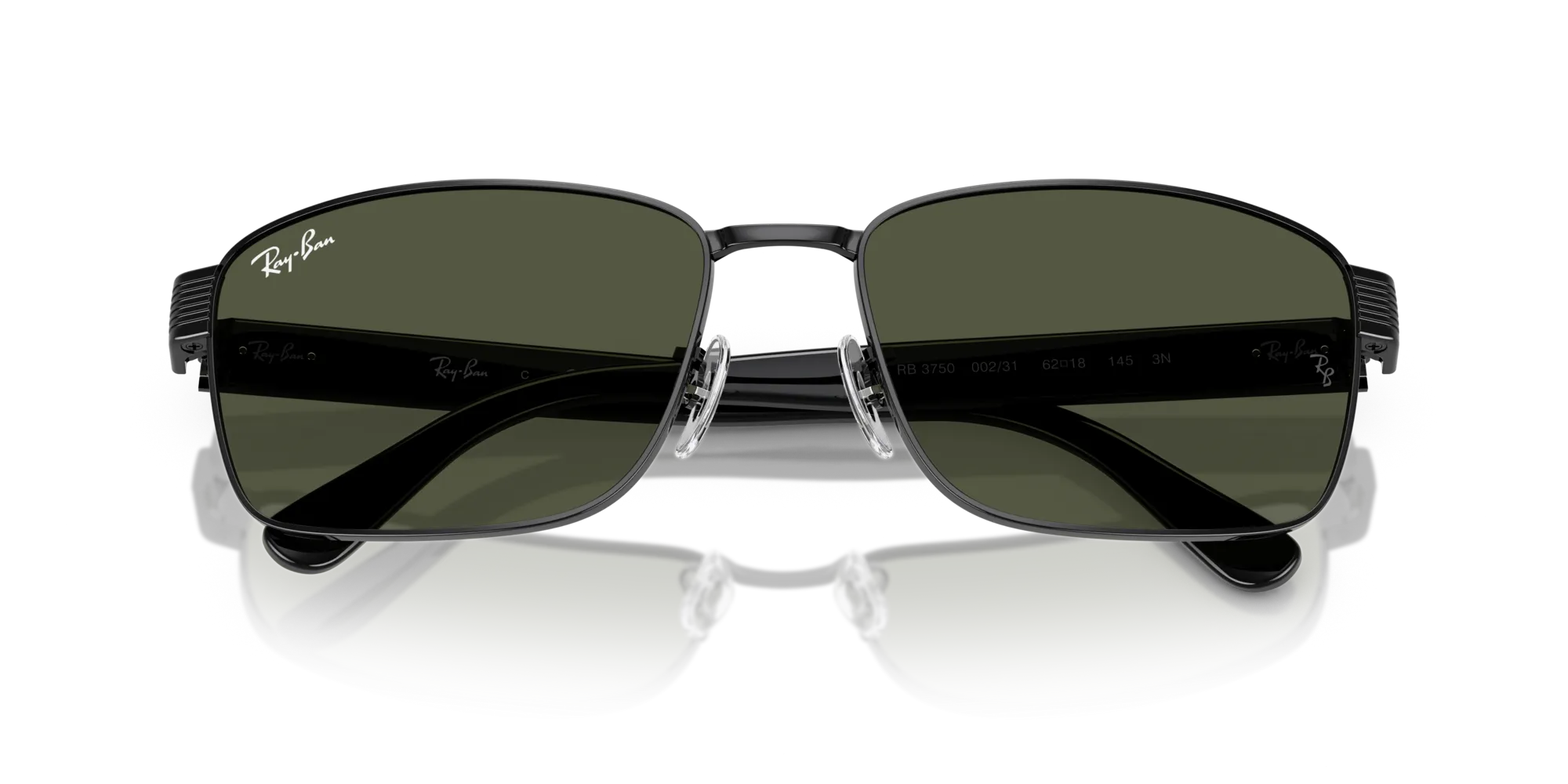 Ray - Ban RB3750 002/31 Occhiali da sole Metallo Nero Verde G15 Squadrata Normale - immagine 2