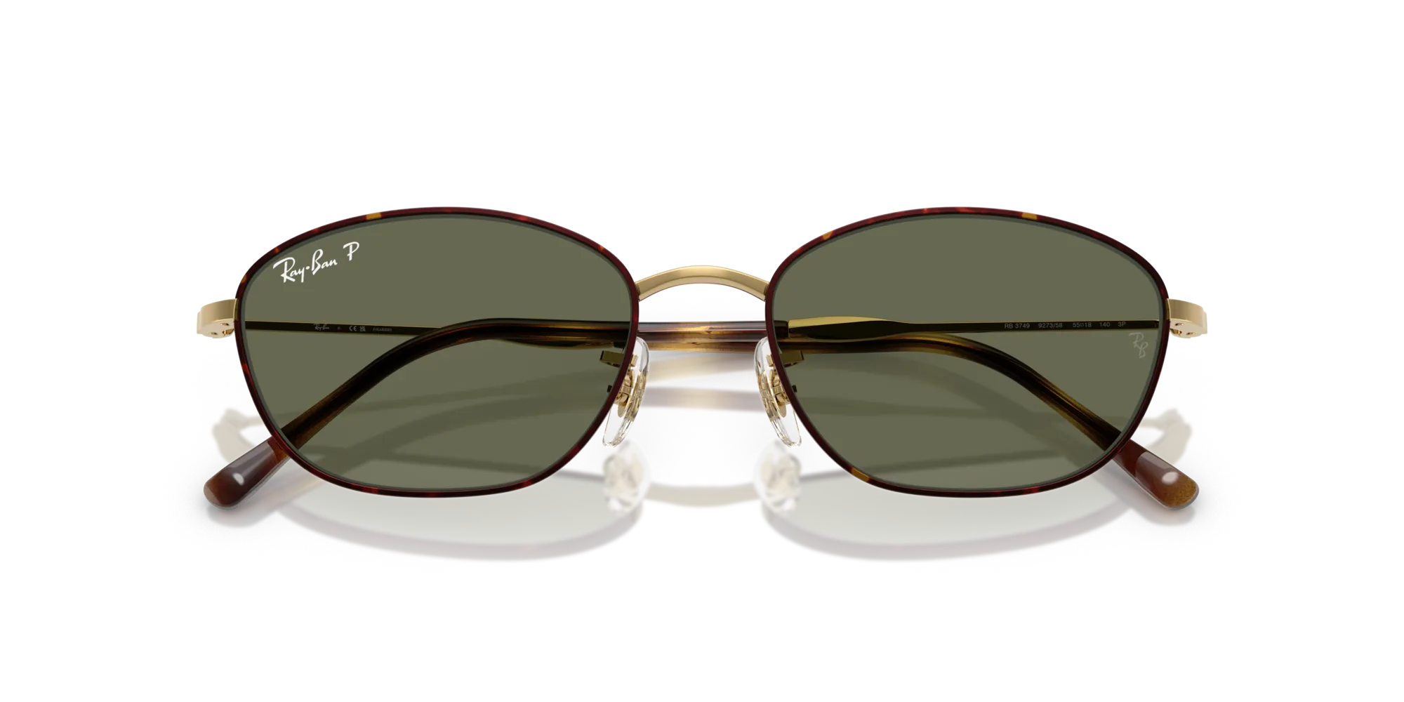 Ray - Ban RB3749 927358 Occhiali da sole Metallo Tartaruga Verde G15 Geometrica Polarizzata - immagine 2
