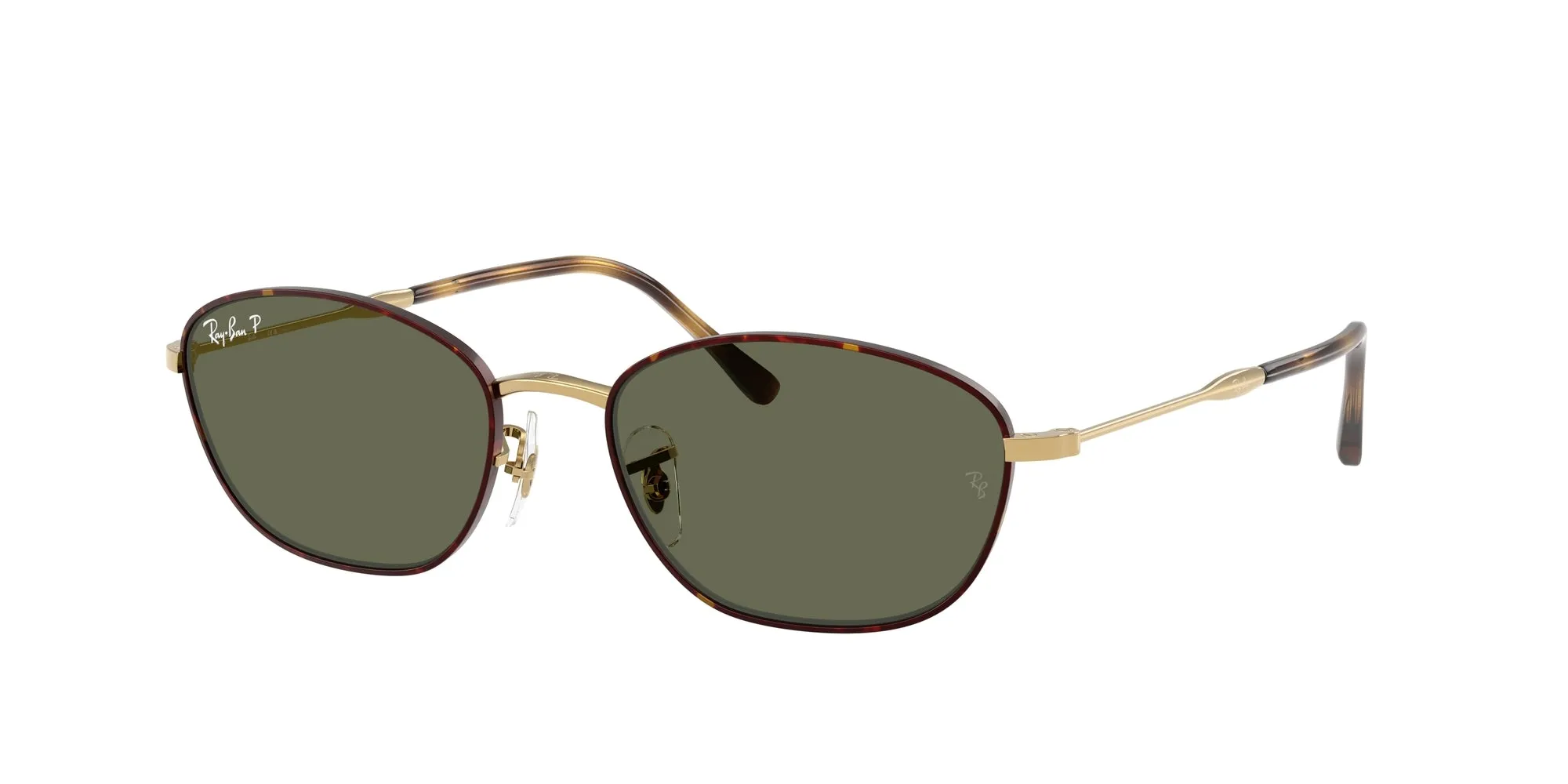 Ray - Ban RB3749 927358 Occhiali da sole Metallo Tartaruga Verde G15 Geometrica Polarizzata - immagine 1