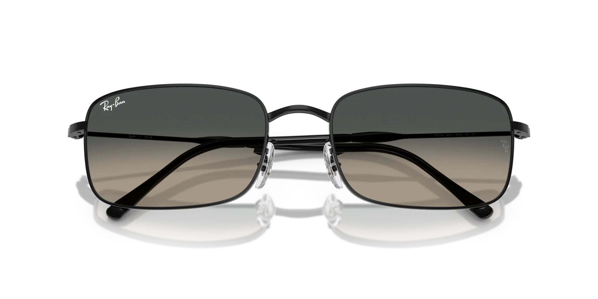 Ray - Ban RB3746 002/71 Occhiali da sole Metallo Nero Grigio Squadrata Normale Sfumato - immagine 2