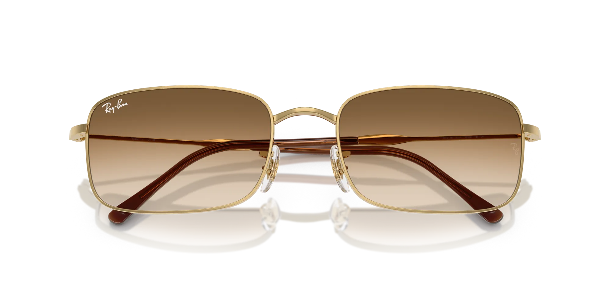 Ray - Ban RB3746 001/51 Occhiali da sole Metallo Oro Marrone Squadrata Normale Sfumato - immagine 2