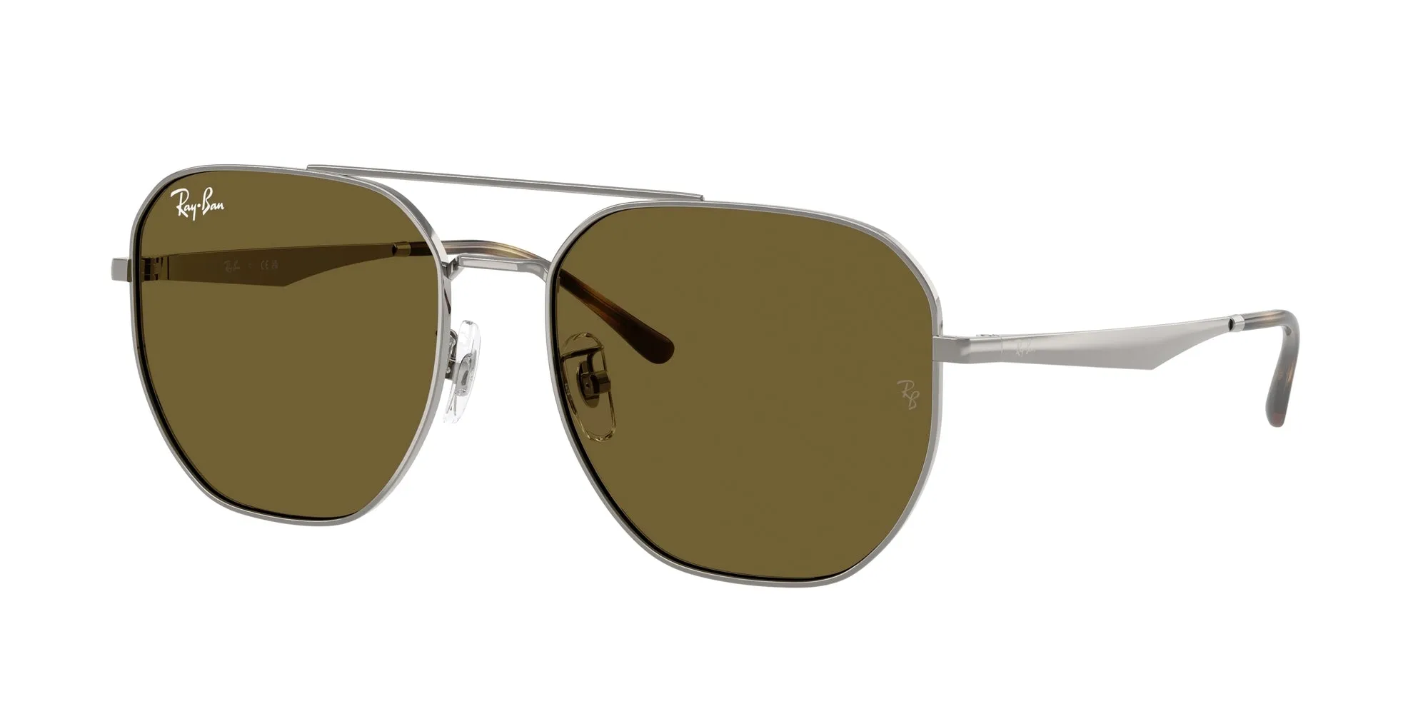 Ray - Ban RB3724D 004/73 Occhiali da sole Metallo Grigio Marrone Geometrica Normale - immagine 1