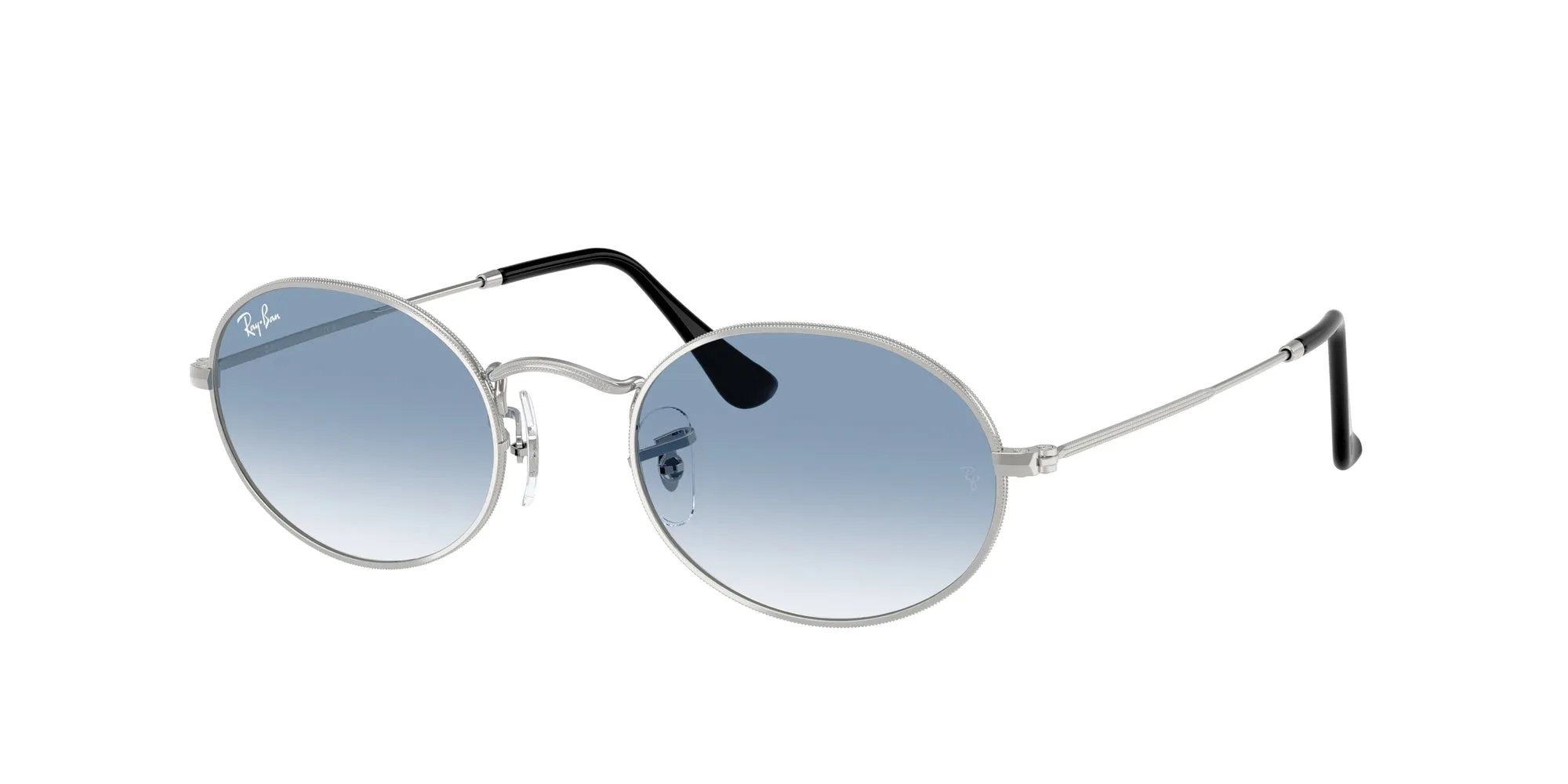 Ray - Ban RB3547 OVAL 003/3F Occhiali da sole Metallo Argento Blu Rotonda Normale Sfumato - immagine 1