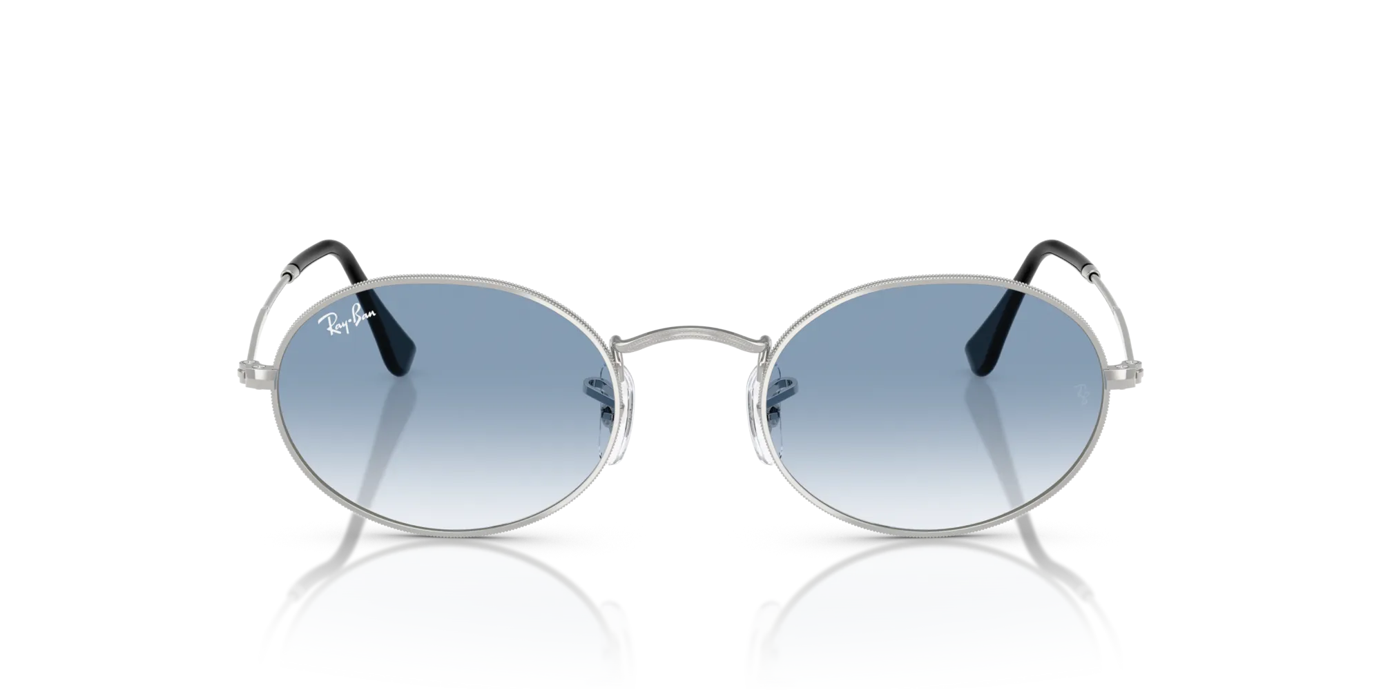 Ray - Ban RB3547 OVAL 003/3F Occhiali da sole Metallo Argento Blu Rotonda Normale Sfumato - immagine 3