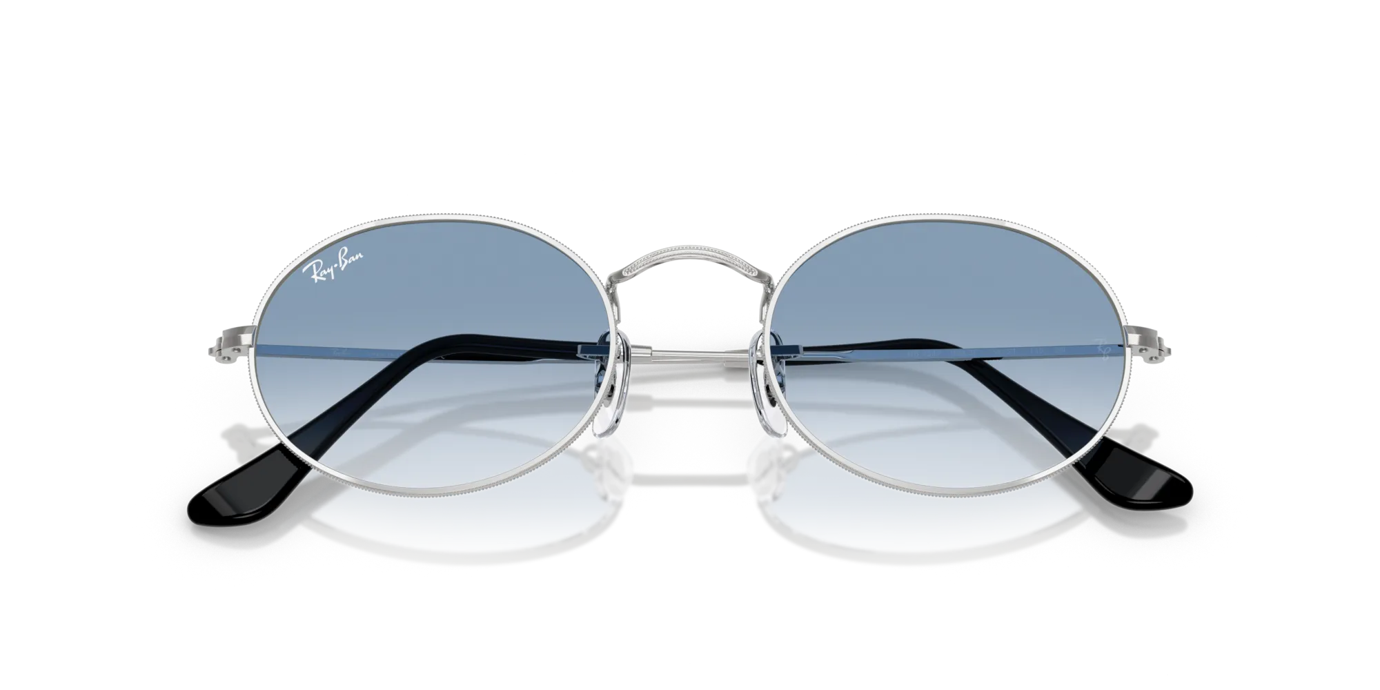 Ray - Ban RB3547 OVAL 003/3F Occhiali da sole Metallo Argento Blu Rotonda Normale Sfumato - immagine 2