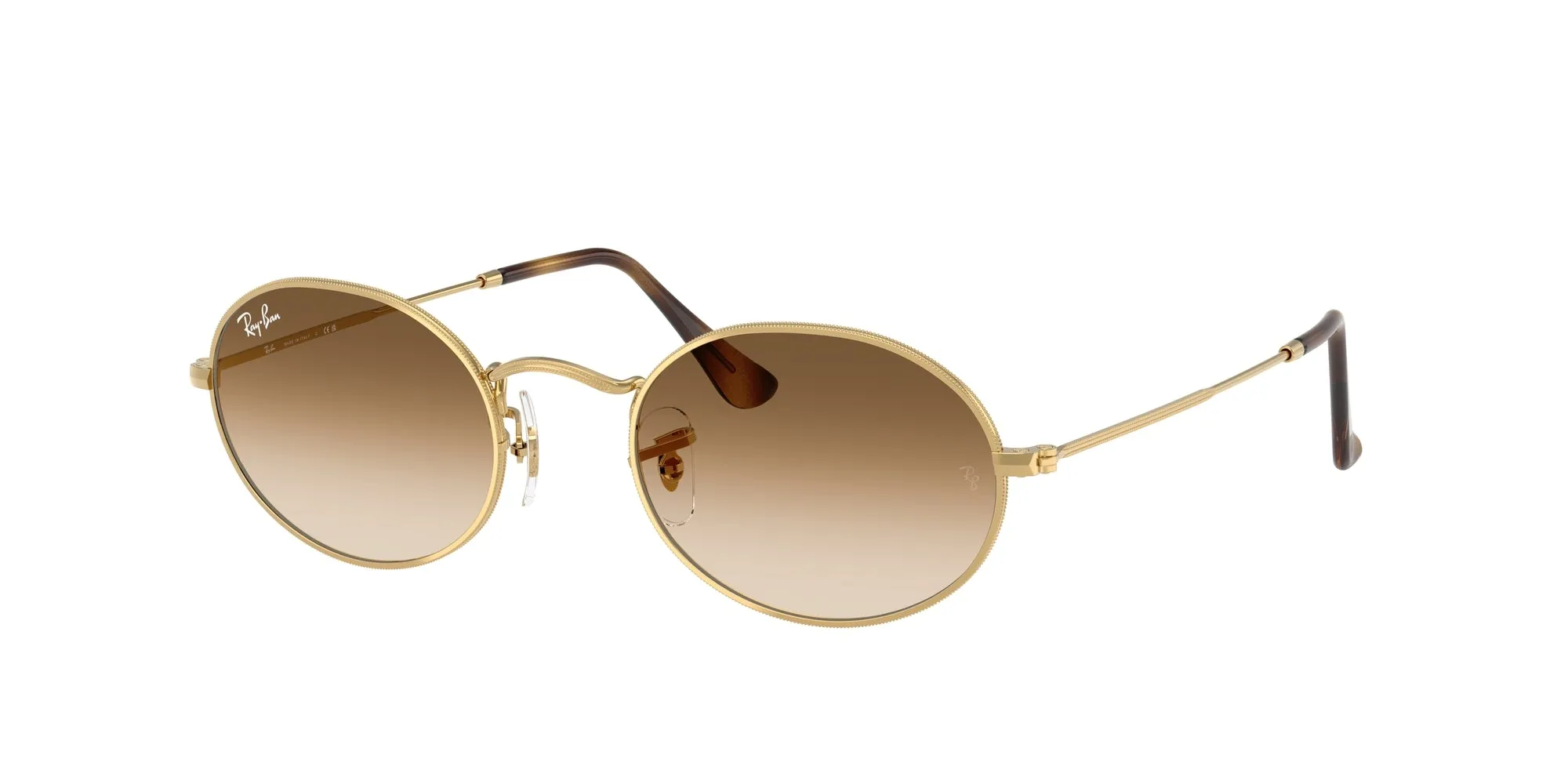 Ray - Ban RB3547 OVAL 001/51 Occhiali da sole Metallo Oro Marrone Rotonda Normale Sfumato - immagine 1
