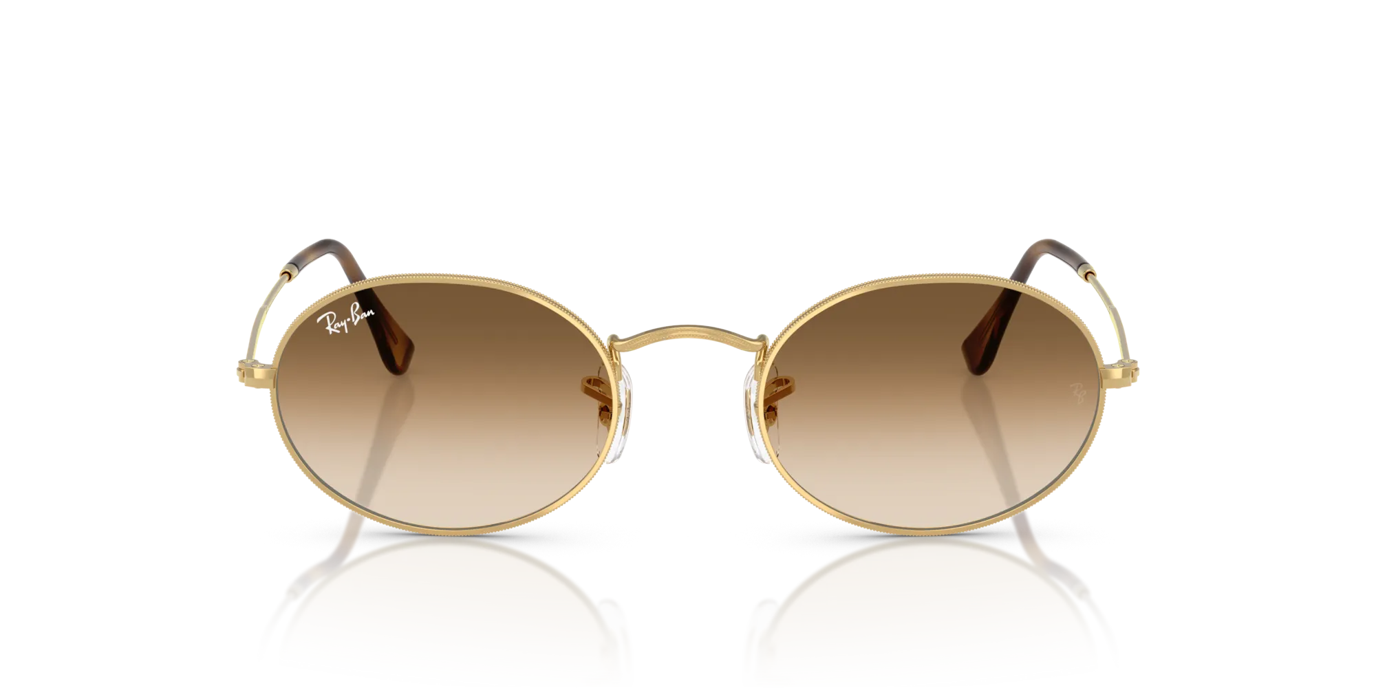 Ray - Ban RB3547 OVAL 001/51 Occhiali da sole Metallo Oro Marrone Rotonda Normale Sfumato - immagine 3