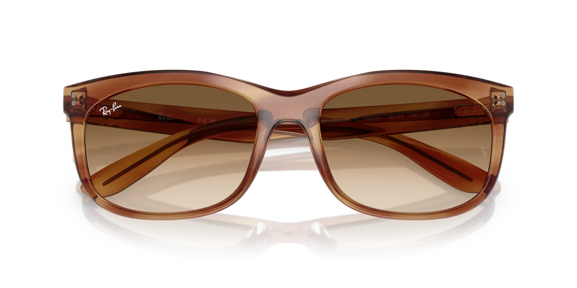 Ray - Ban RB2389 BALORETTE 140351 Occhiali da sole Acetato Tartaruga Marrone Pillow Normale Sfumato - immagine 2