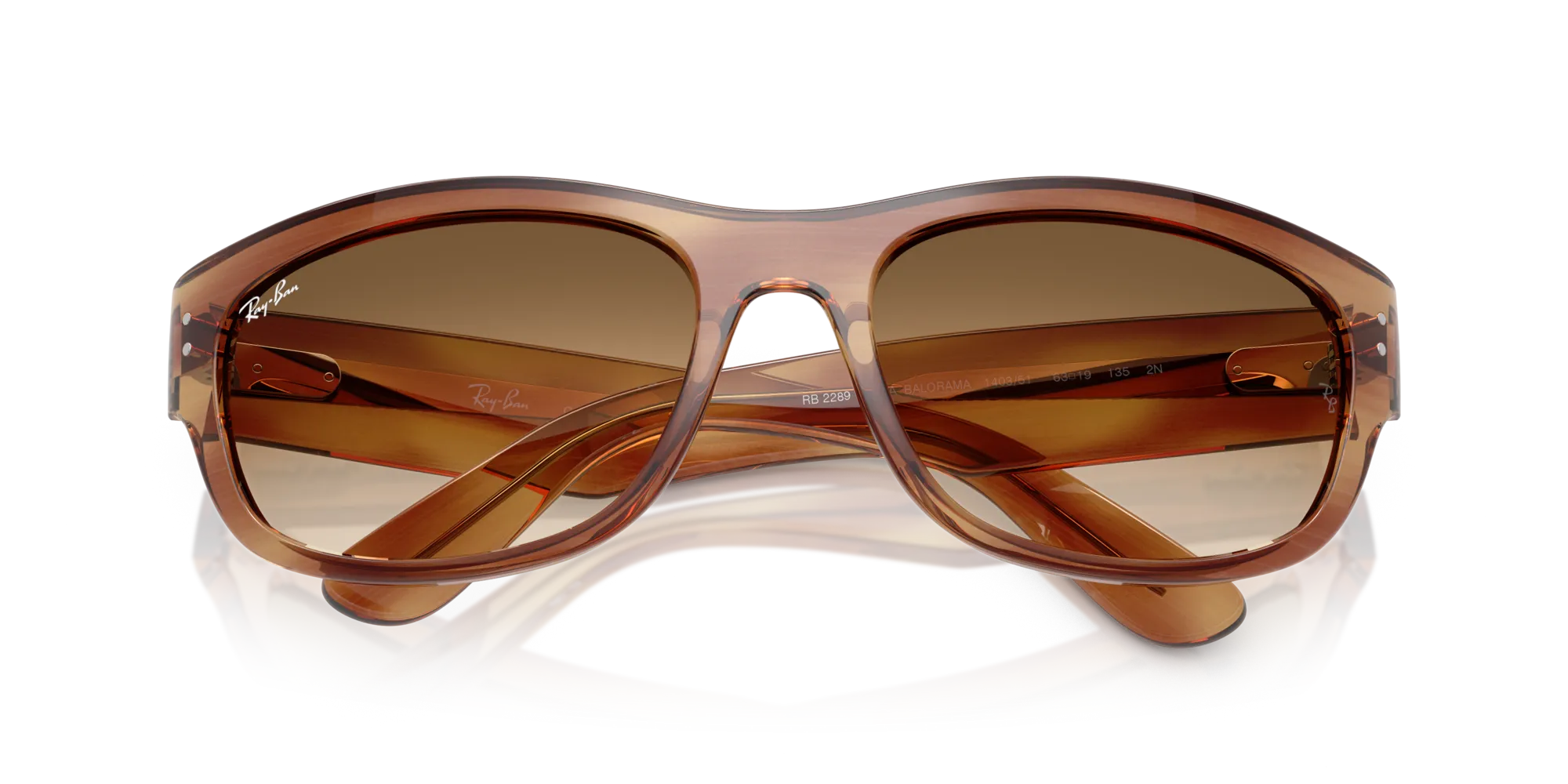 Ray - Ban RB2289 MEGA BALORAMA 140351 Occhiali da sole Acetato Tartaruga Marrone Pillow Normale Sfumato - immagine 2