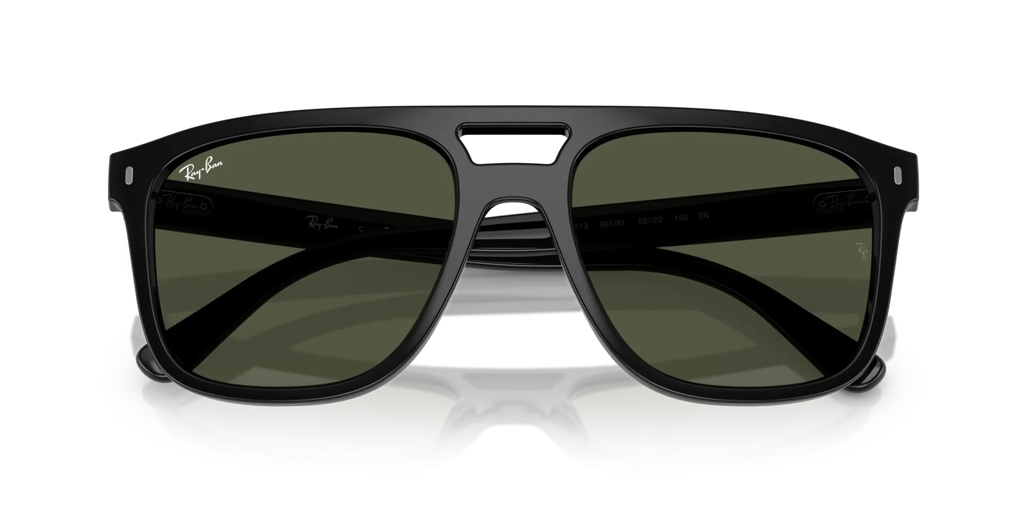 Ray - Ban RB2213 901/31 Occhiali da sole Acetato Nero Verde G15 Squadrata Normale - immagine 2