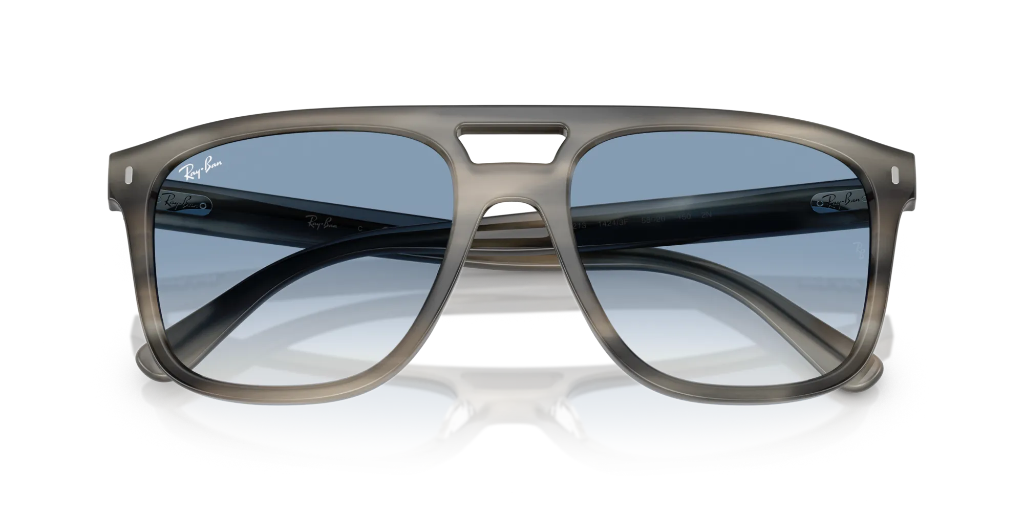 Ray - Ban RB2213 14243F Occhiali da sole Acetato Tartaruga Blu Squadrata Normale Sfumato - immagine 2