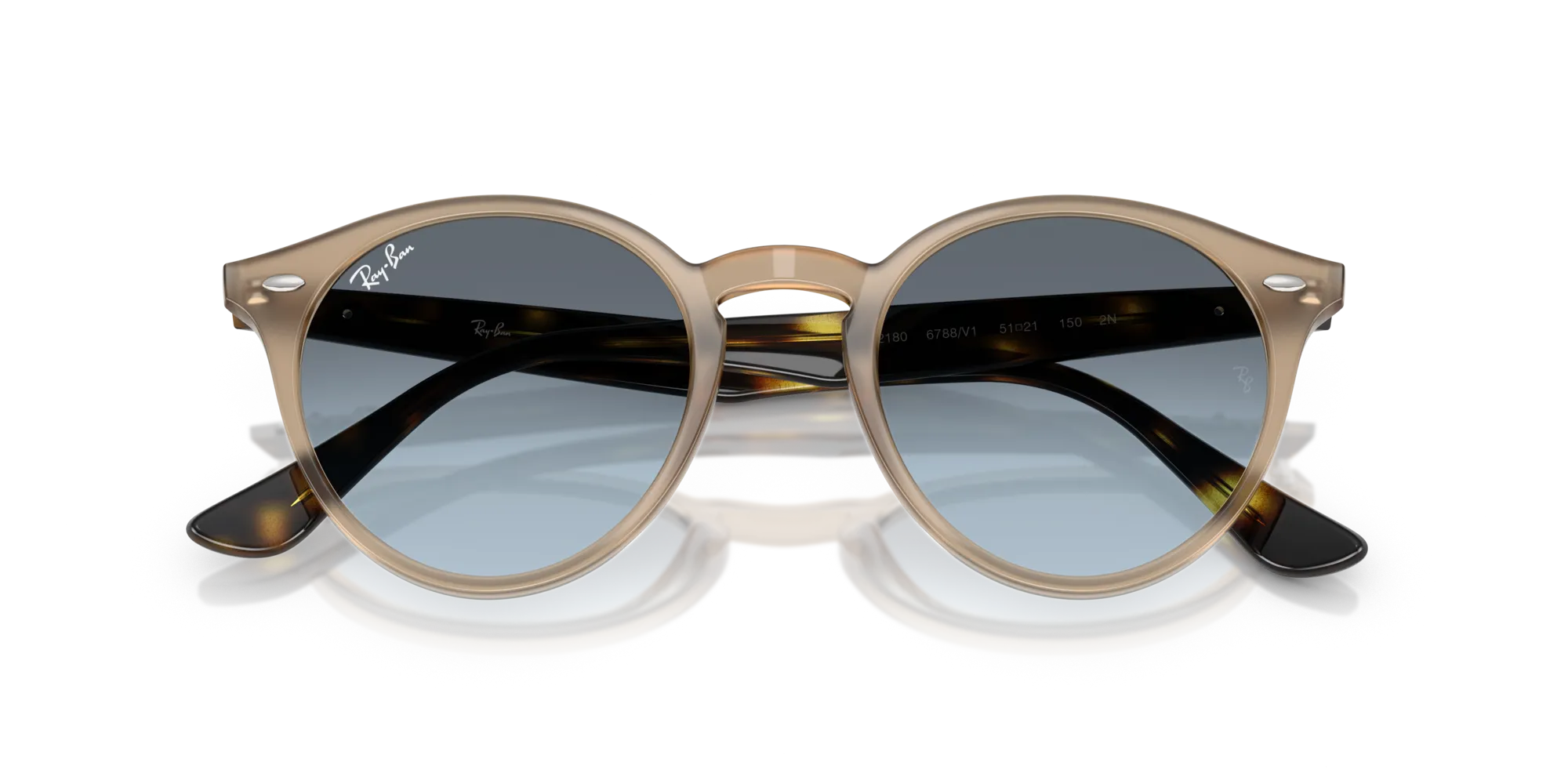 Ray - Ban RB2180 6788V1 Occhiali da sole Acetato Beige Rotonda Normale Sfumato - immagine 2