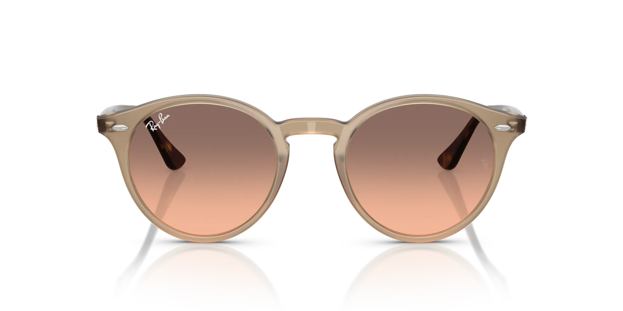 Ray - Ban RB2180 678846 Occhiali da sole Acetato Beige Rosa Rotonda Normale Sfumato - immagine 3