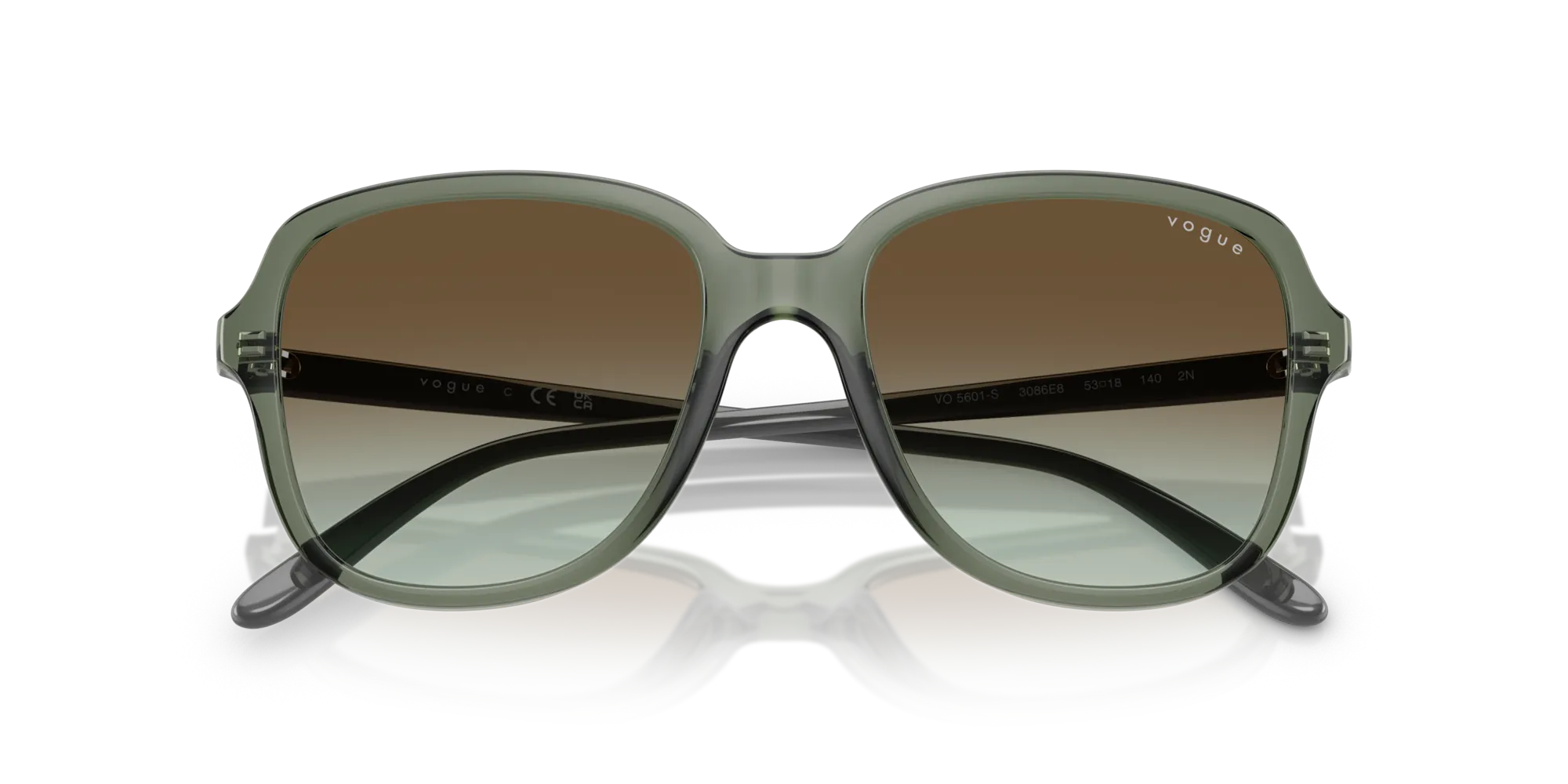 VOGUE EYEWEAR VO5601S 3086E8 Occhiali da sole Nylon Verde Marrone Squadrata Normale Sfumato - immagine 2