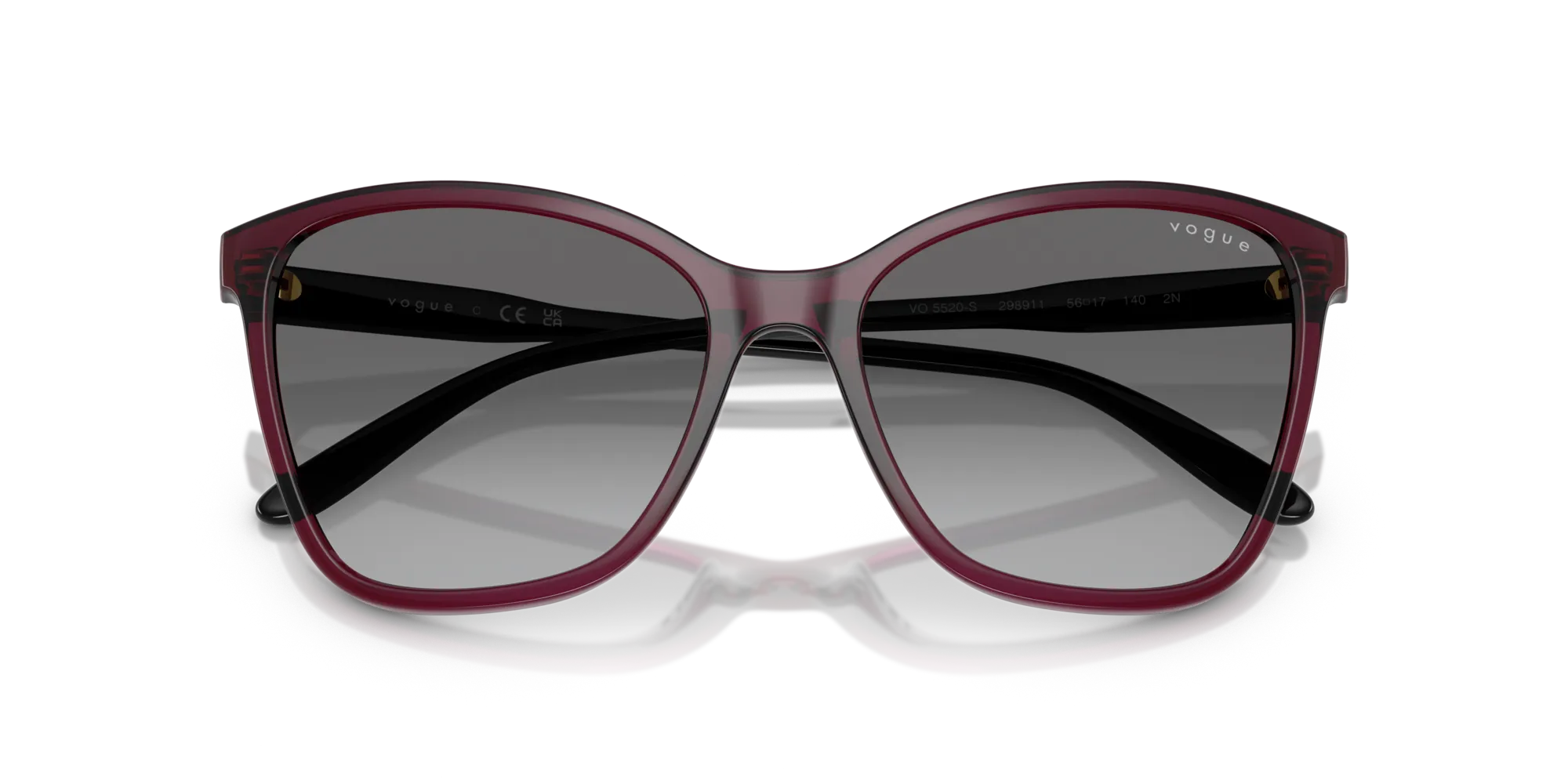 VOGUE EYEWEAR VO5520S 298911 Occhiali da sole Nylon Viola Grigio Farfalla Normale Sfumato - immagine 2