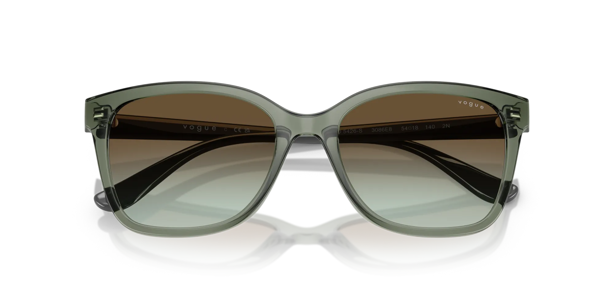 VOGUE EYEWEAR VO5426S 3086E8 Occhiali da sole Iniettato Verde Marrone Pillow Normale Sfumato - immagine 2