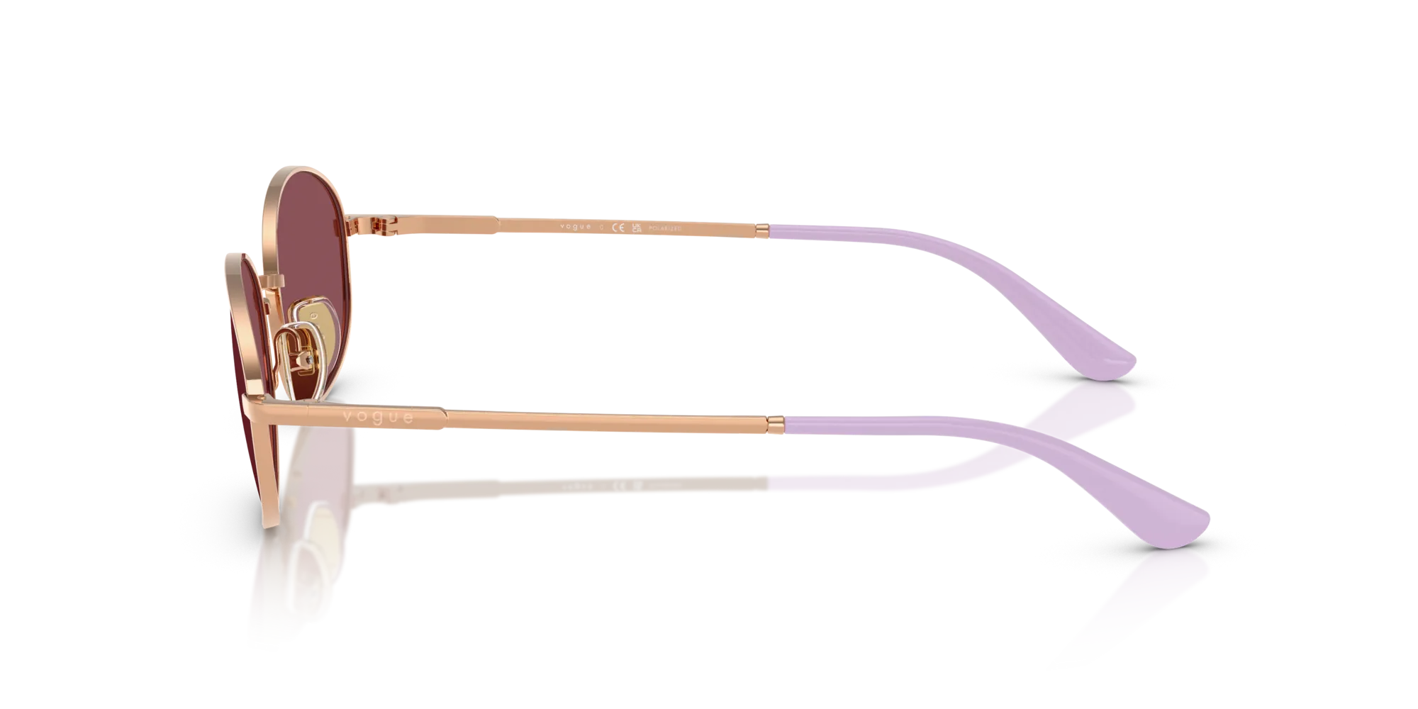 VOGUE EYEWEAR VO4323S 51525Q Occhiali da sole Metallo Oro Viola Rotonda Polarizzata - immagine 4