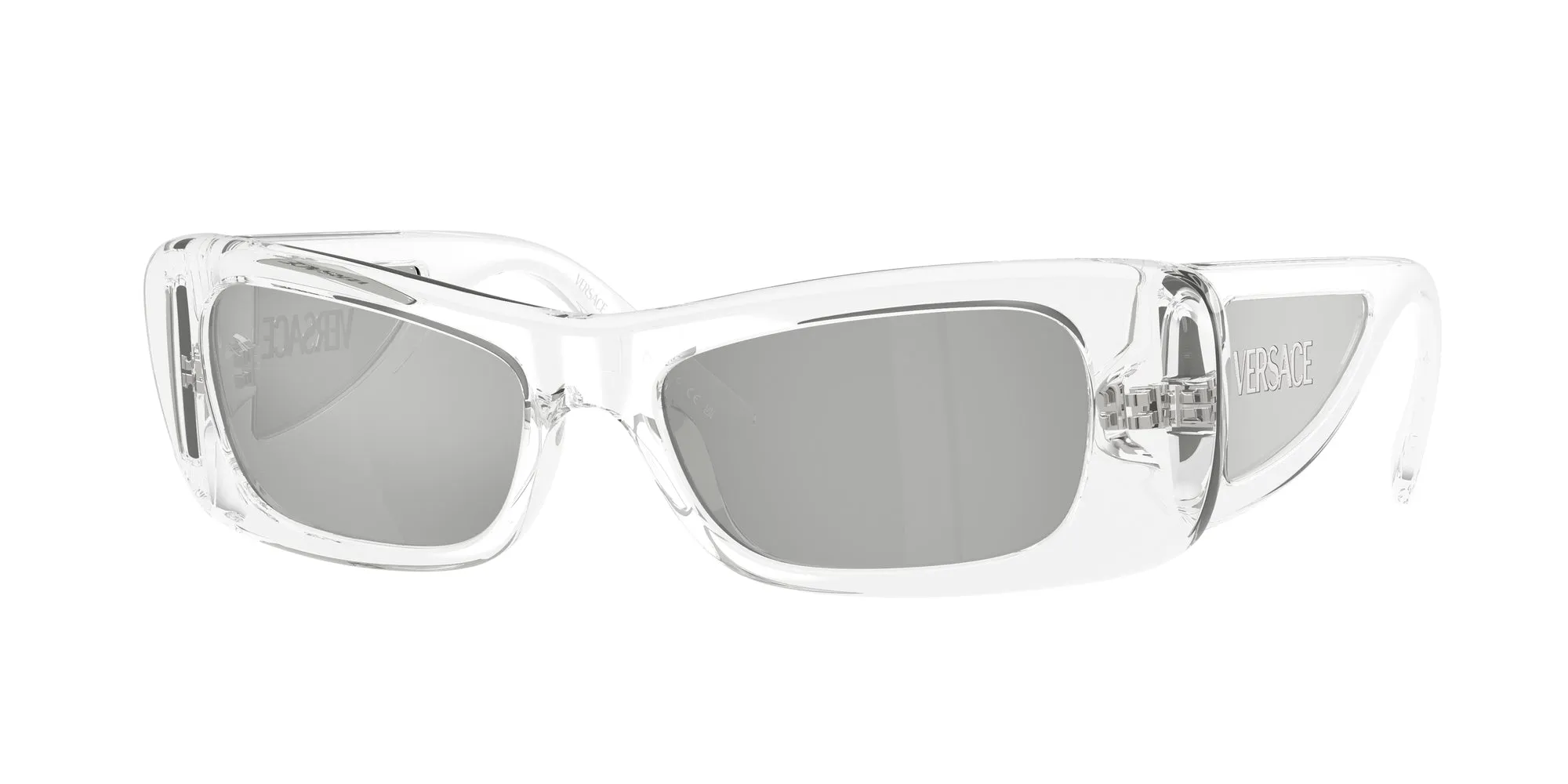 Versace VE4481 148/8V Occhiali da sole Iniettato Trasparente Argento Cat Eye Specchiate - immagine 1