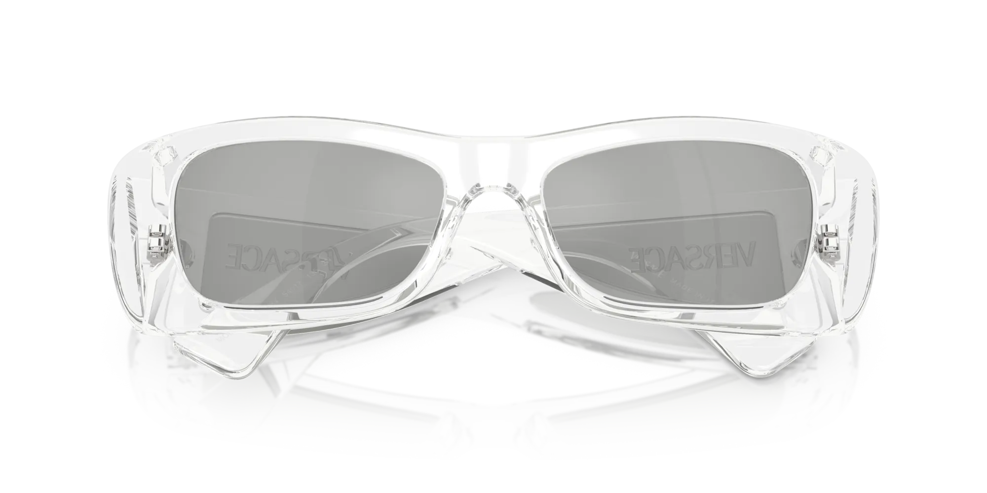 Versace VE4481 148/8V Occhiali da sole Iniettato Trasparente Argento Cat Eye Specchiate - immagine 2