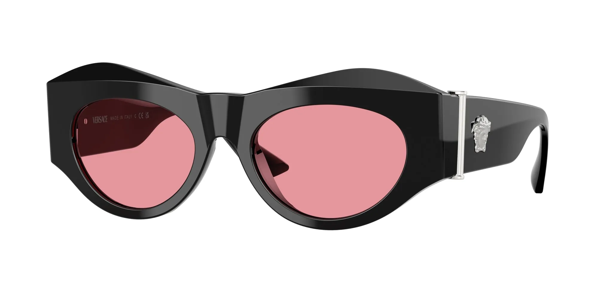 Versace VE4477U 532084 Occhiali da sole Acetato Nero Rosa Geometrica Normale - immagine 1