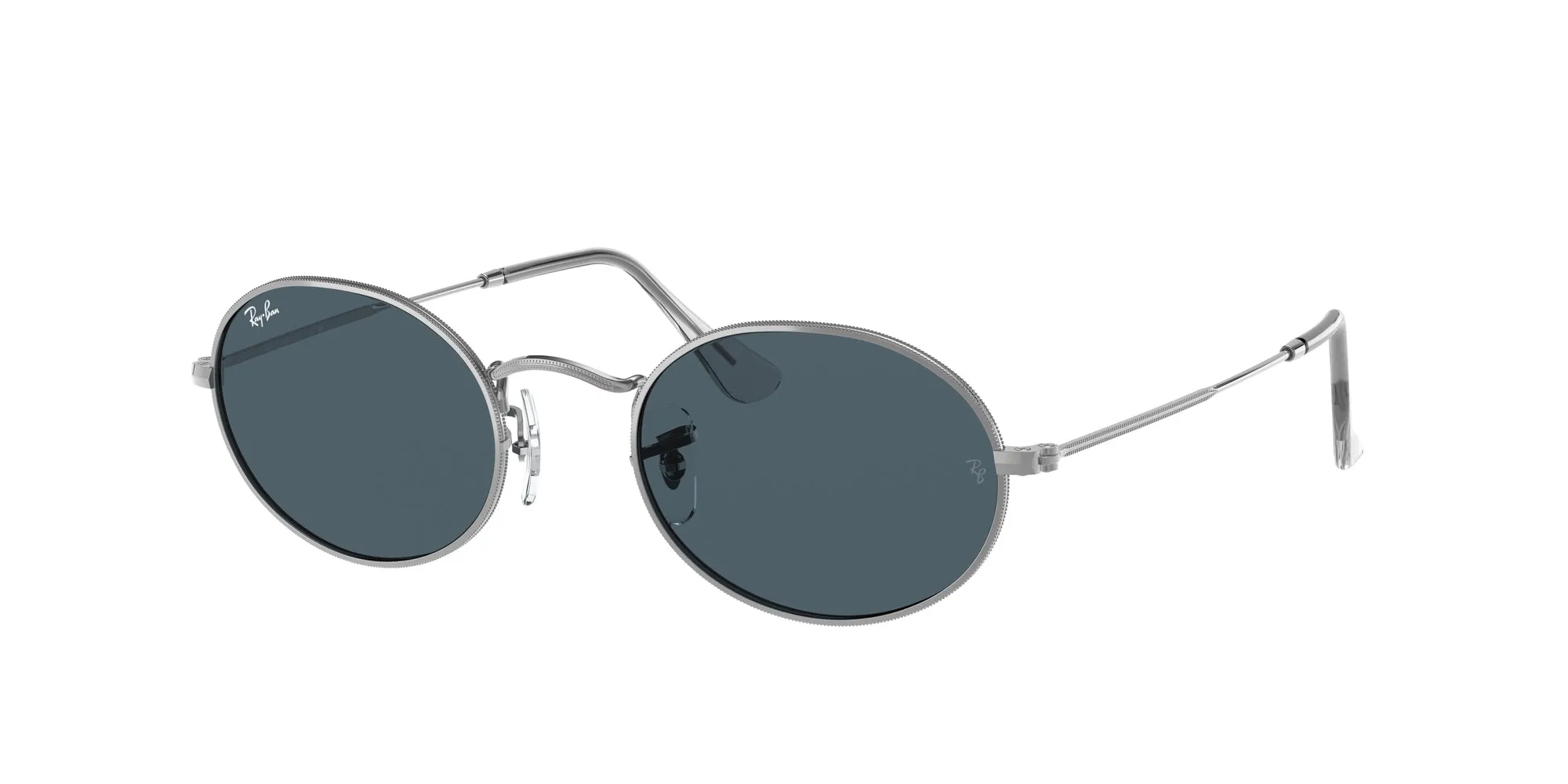 Ray - Ban RB3547 OVAL 003/R5 Occhiali da sole Metallo Argento Blu Rotonda Normale - immagine 1