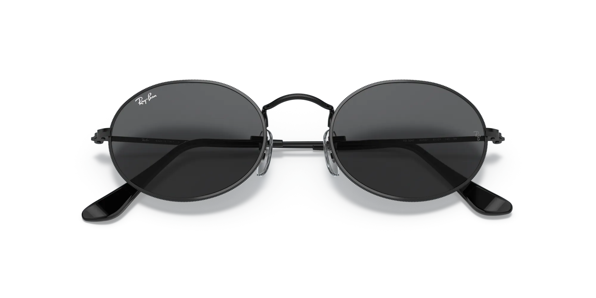 Ray - Ban RB3547 OVAL 002/B1 Occhiali da sole Metallo Nero Grigio Rotonda Normale - immagine 2