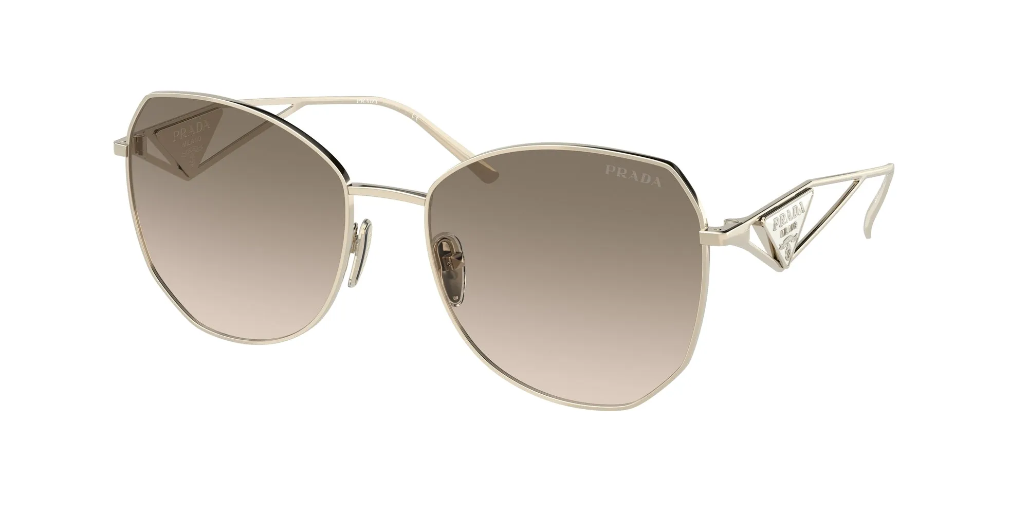 Prada PR 57YS ZVN3D0 Occhiali da sole Acciaio Oro Marrone Geometrica Normale Sfumato - immagine 1