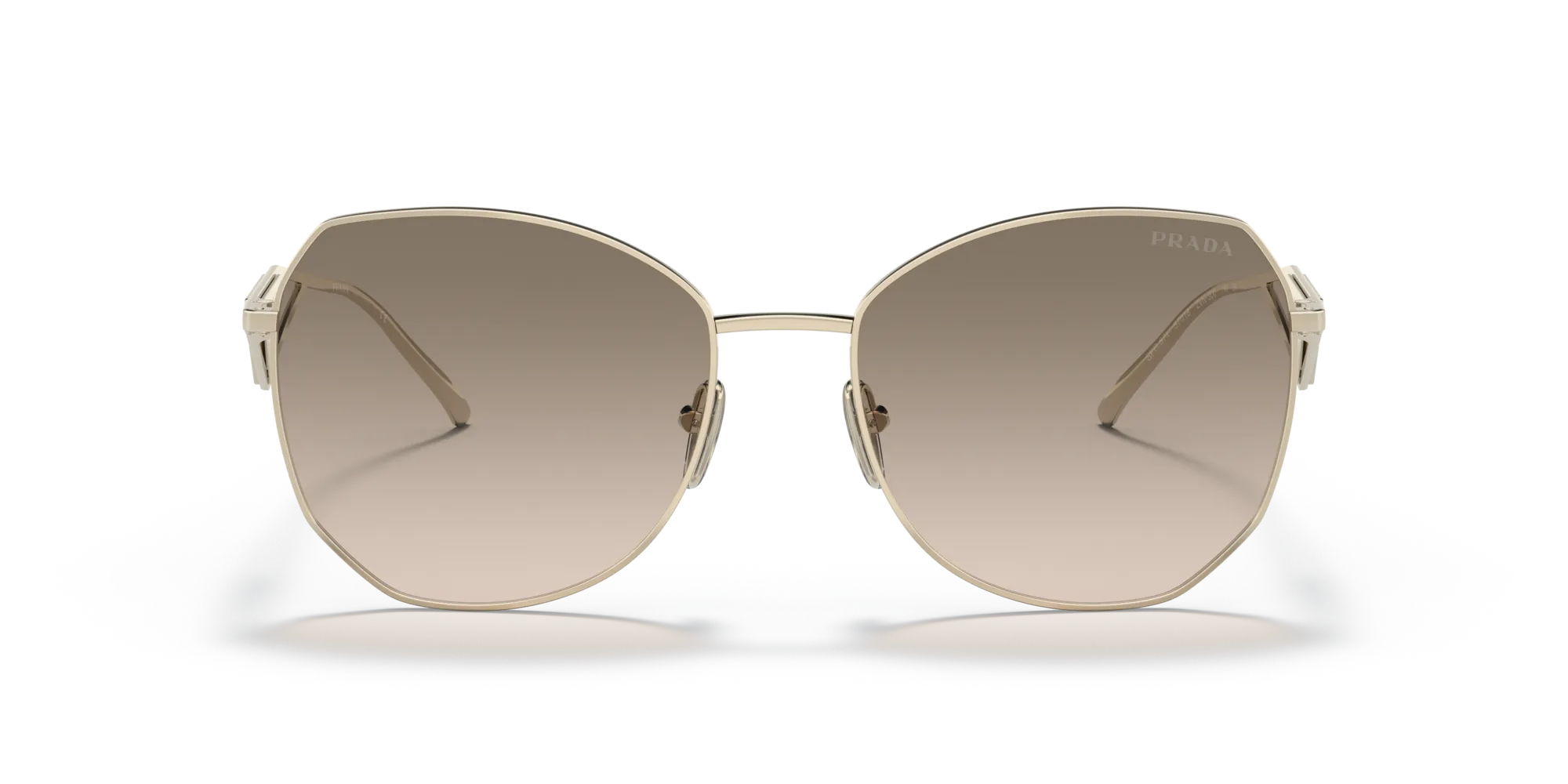 Prada PR 57YS ZVN3D0 Occhiali da sole Acciaio Oro Marrone Geometrica Normale Sfumato - immagine 3