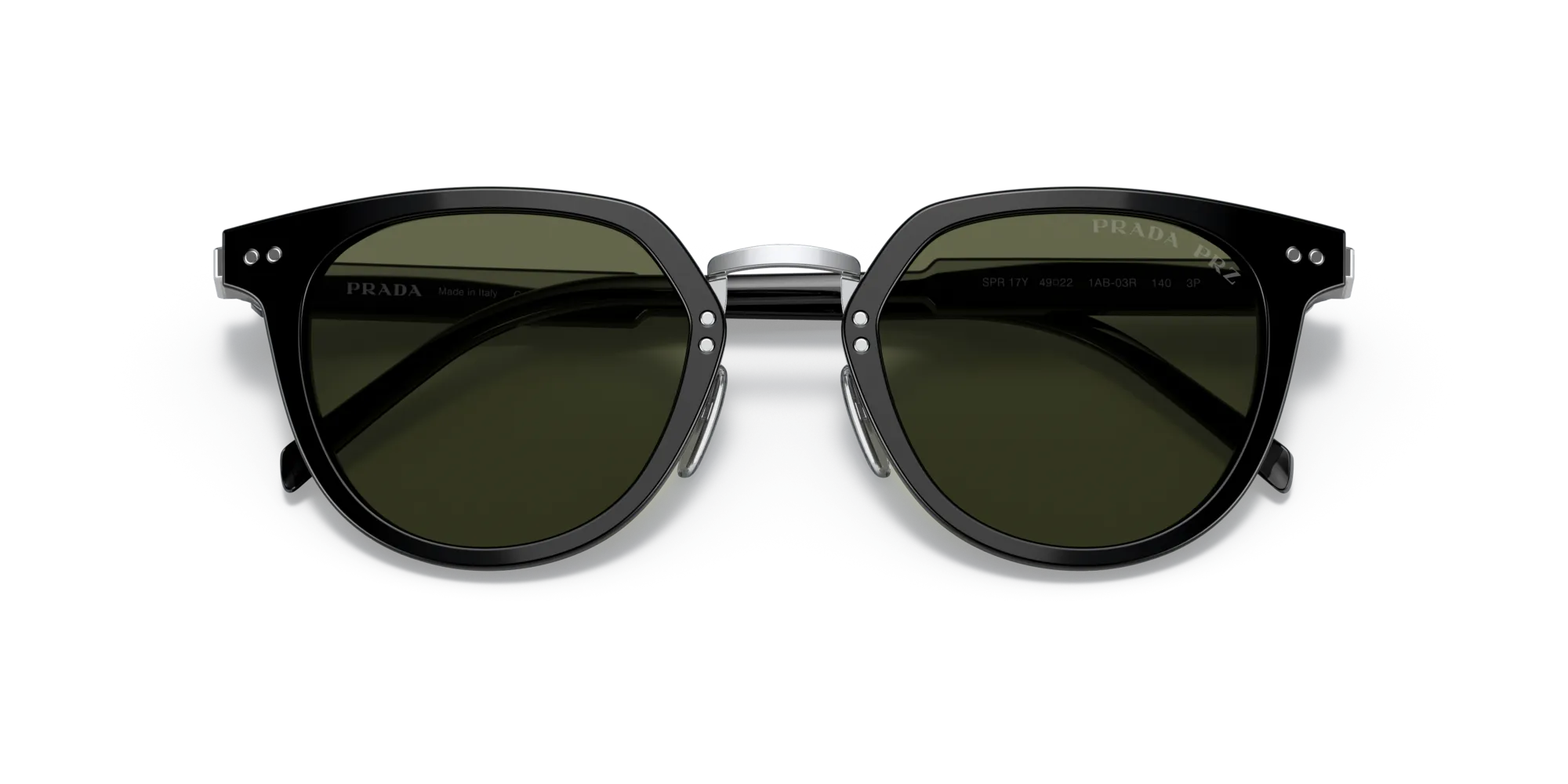 Prada PR 17YS 1AB03R Occhiali da sole Acetato Nero Verde Pantos Polarizzata - immagine 2